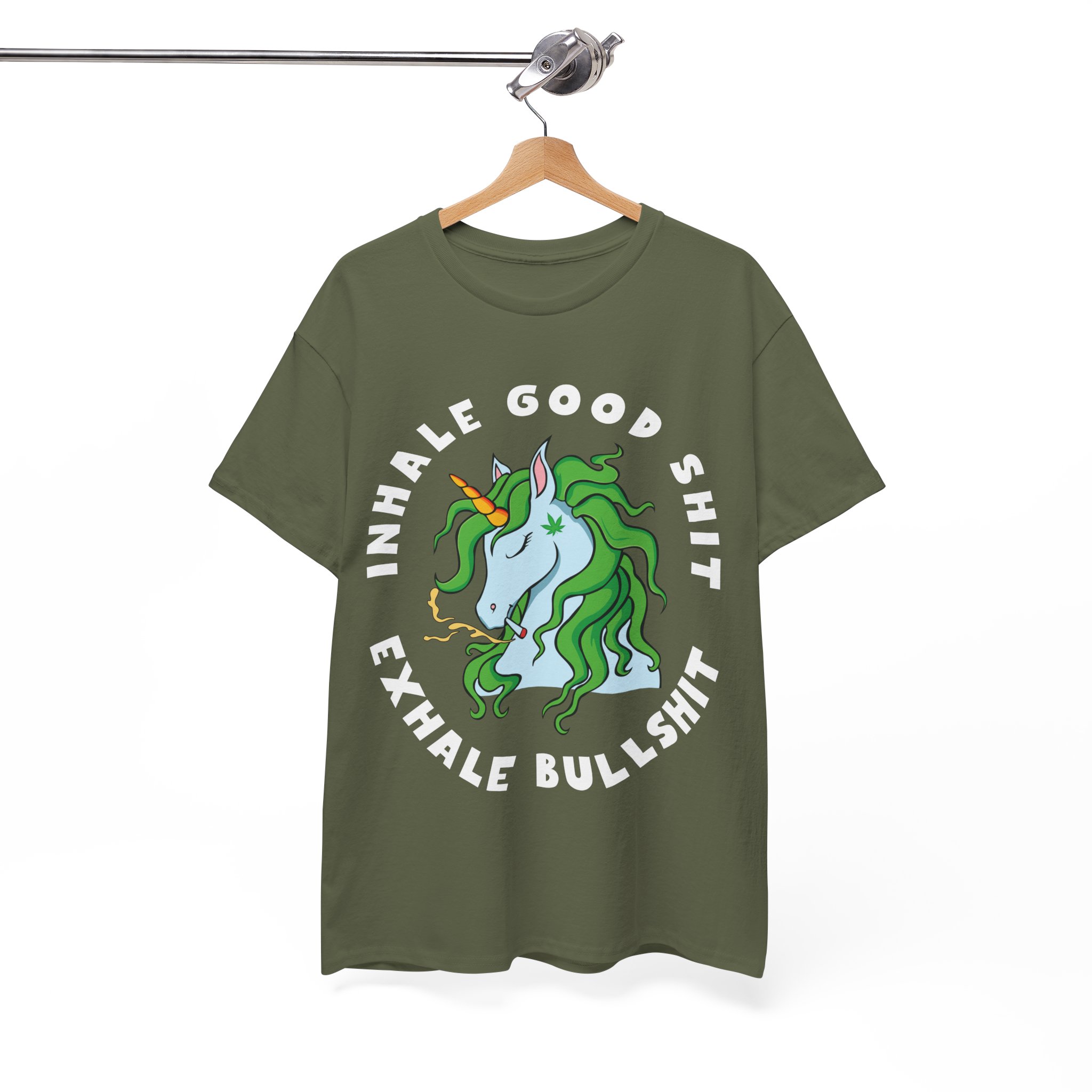 Inhale Good Shit, Exhale Bullshit Relaxation Unicorn Weed Shirt - Image 3