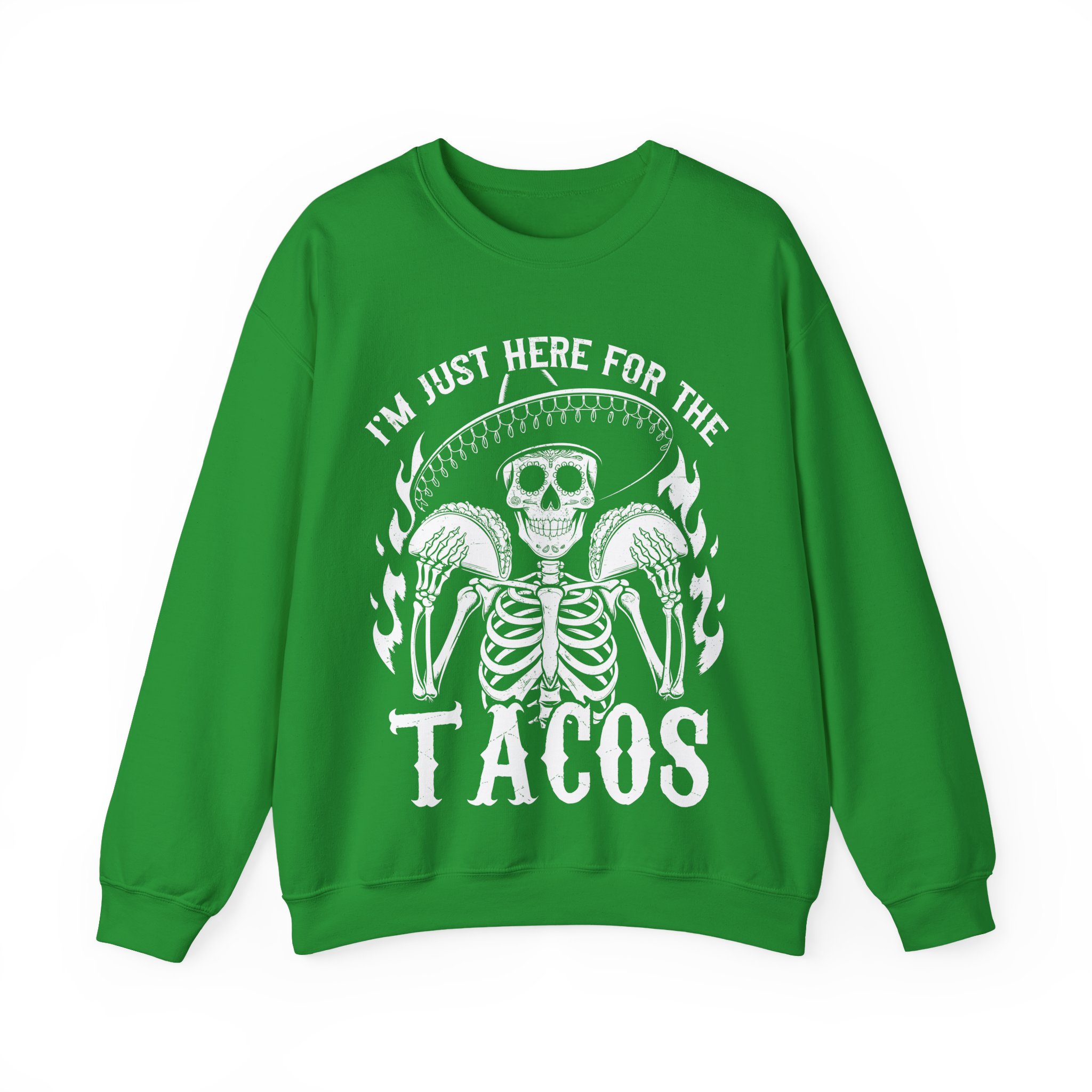 Funny Halloween Taco Shirt – I’m Just Here for the Tacos Skeleton Costume Sweatshirt - Image 8