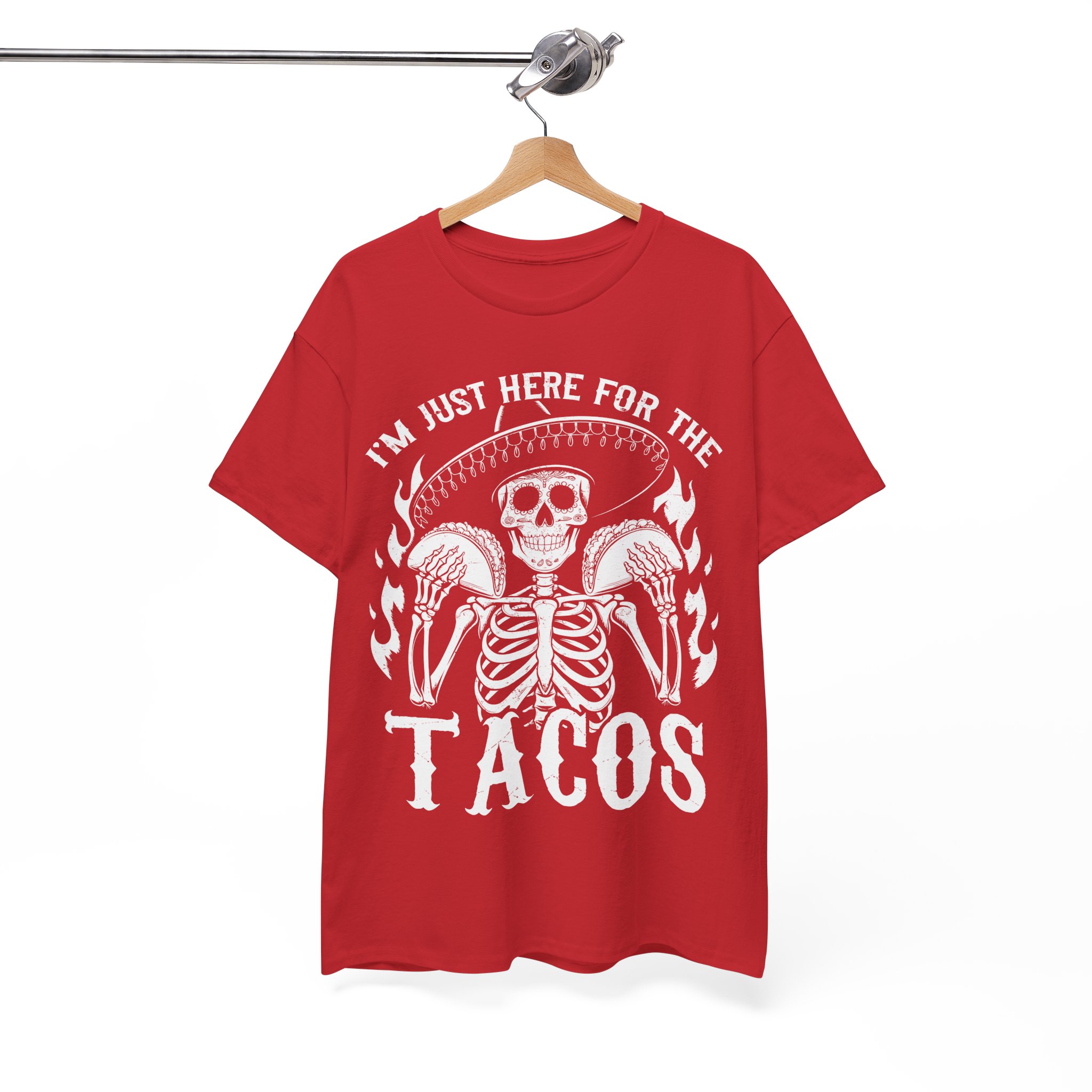 Funny Halloween Taco Shirt - I'm Just Here for the Tacos Skeleton Costume Shirt - Image 12