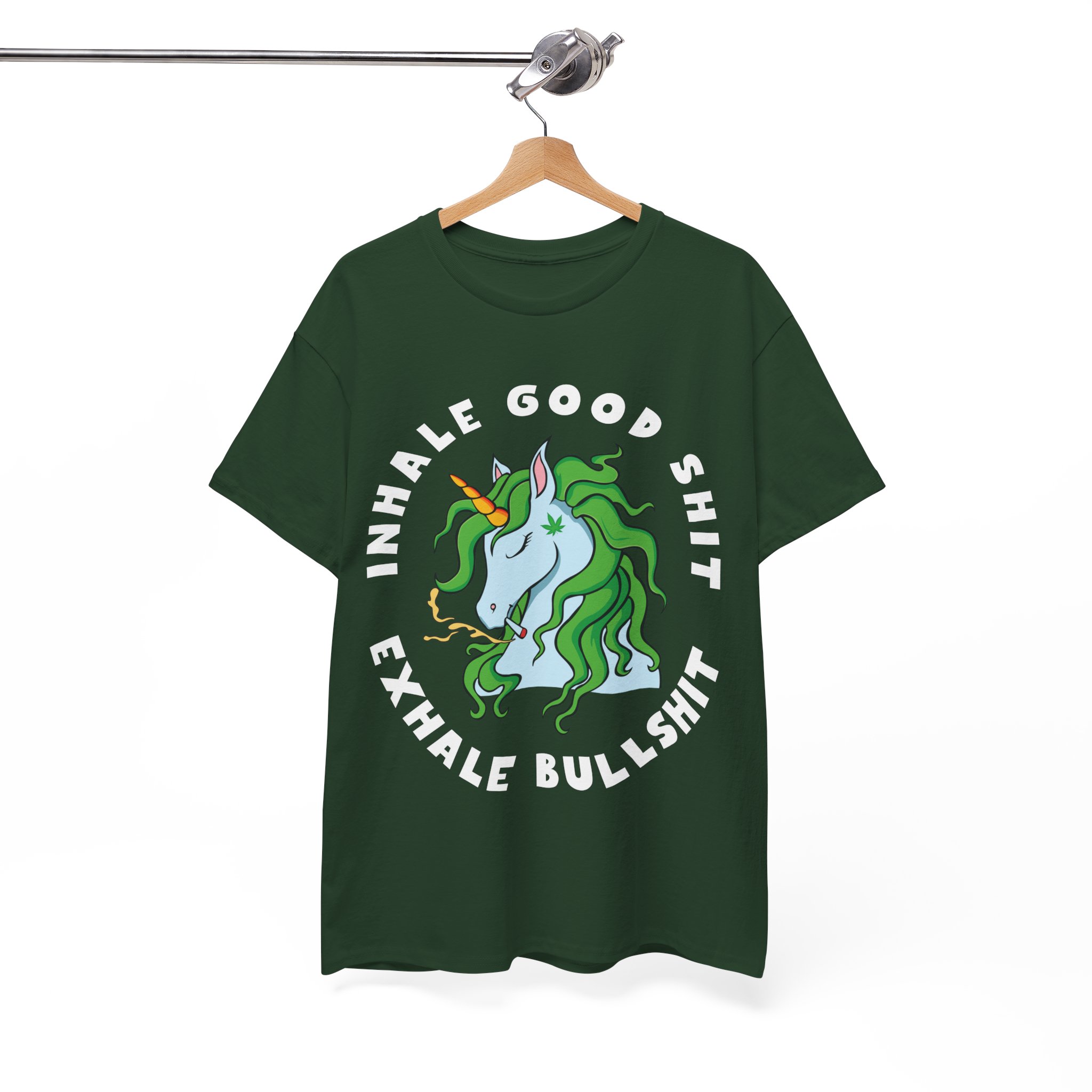 Inhale Good Shit, Exhale Bullshit Relaxation Unicorn Weed Shirt - Image 4