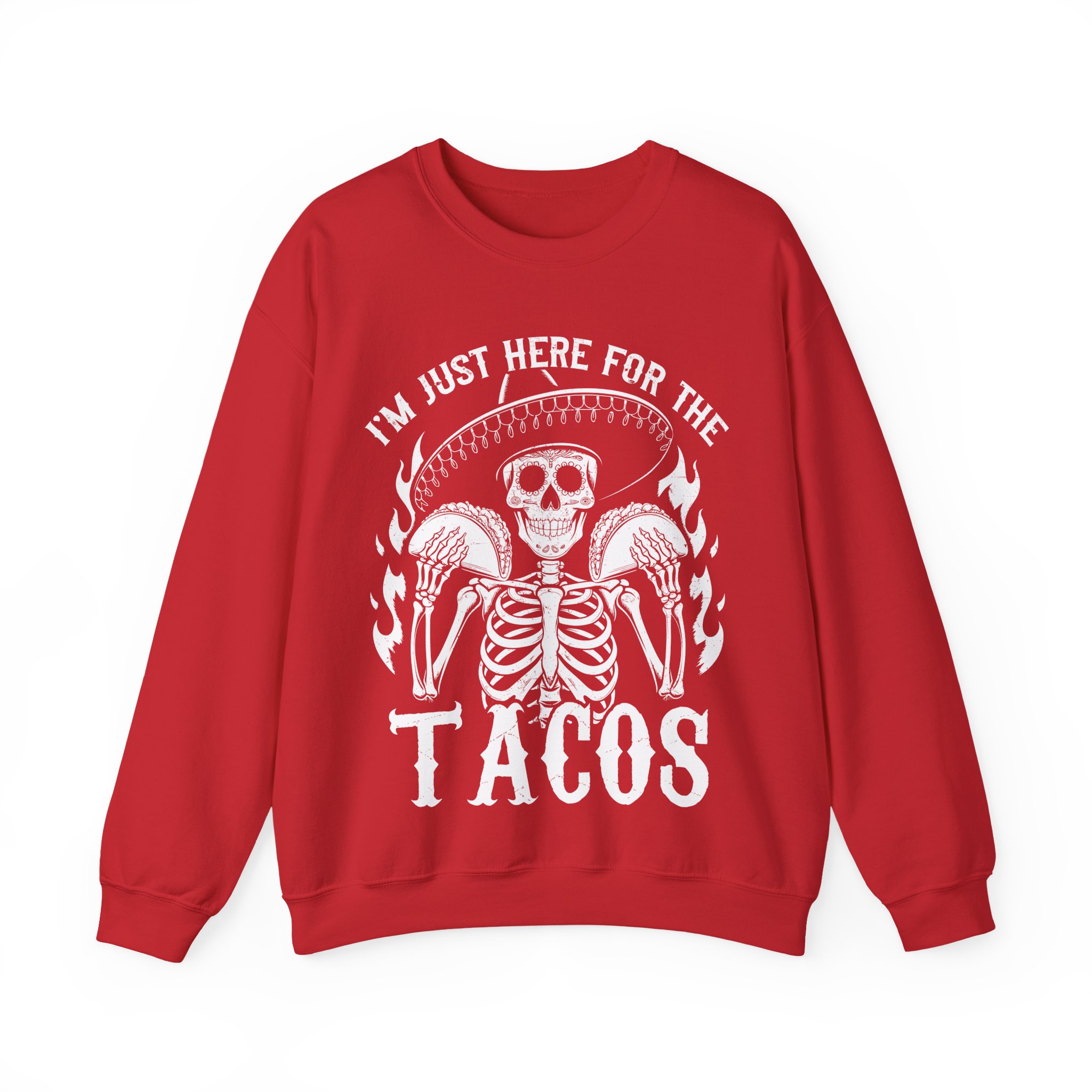 Funny Halloween Taco Shirt – I’m Just Here for the Tacos Skeleton Costume Sweatshirt - Image 14