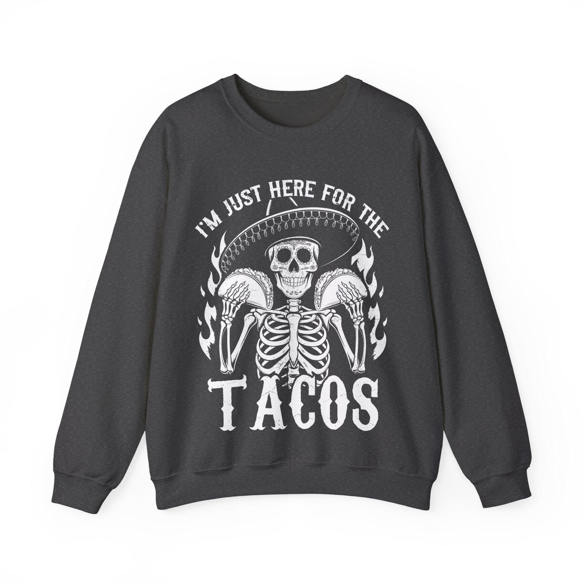 Funny Halloween Taco Shirt – I’m Just Here for the Tacos Skeleton Costume Sweatshirt - Image 9