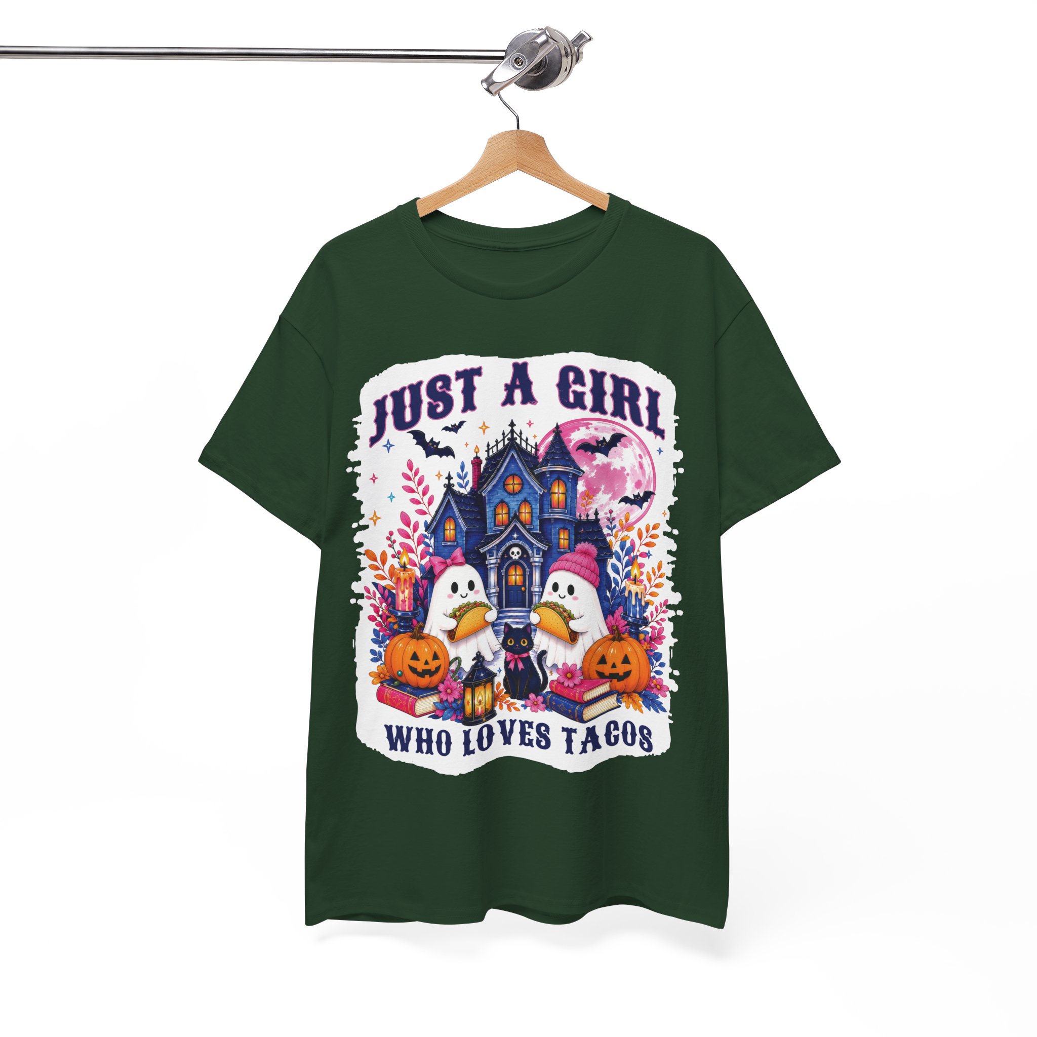 Just A Girl Who Loves Tacos Halloween Shirt - Cute Ghost Taco Halloween Costume T-Shirt - Image 5