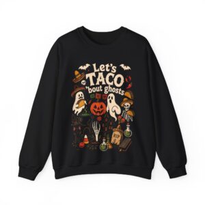 Let’s Taco ‘Bout Ghosts Halloween Sweatshirt – Funny Taco Halloween Party Gift for Taco Lovers