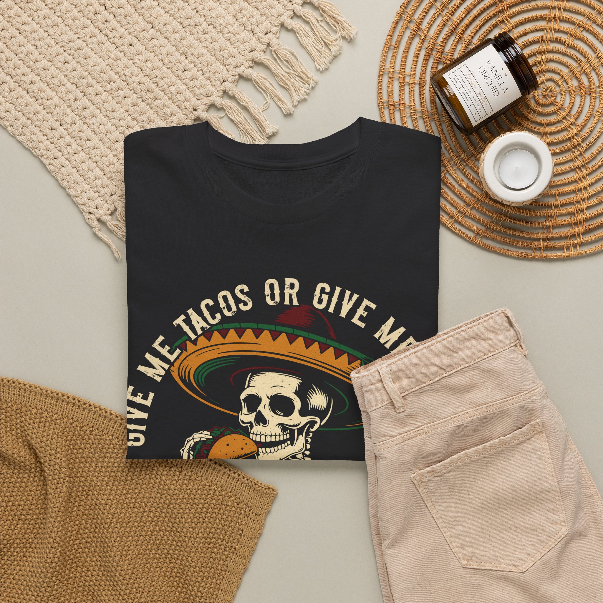 Funny Taco Halloween Costume Shirt - Give Me Tacos or Give Me Death Skeleton Tee - Image 2