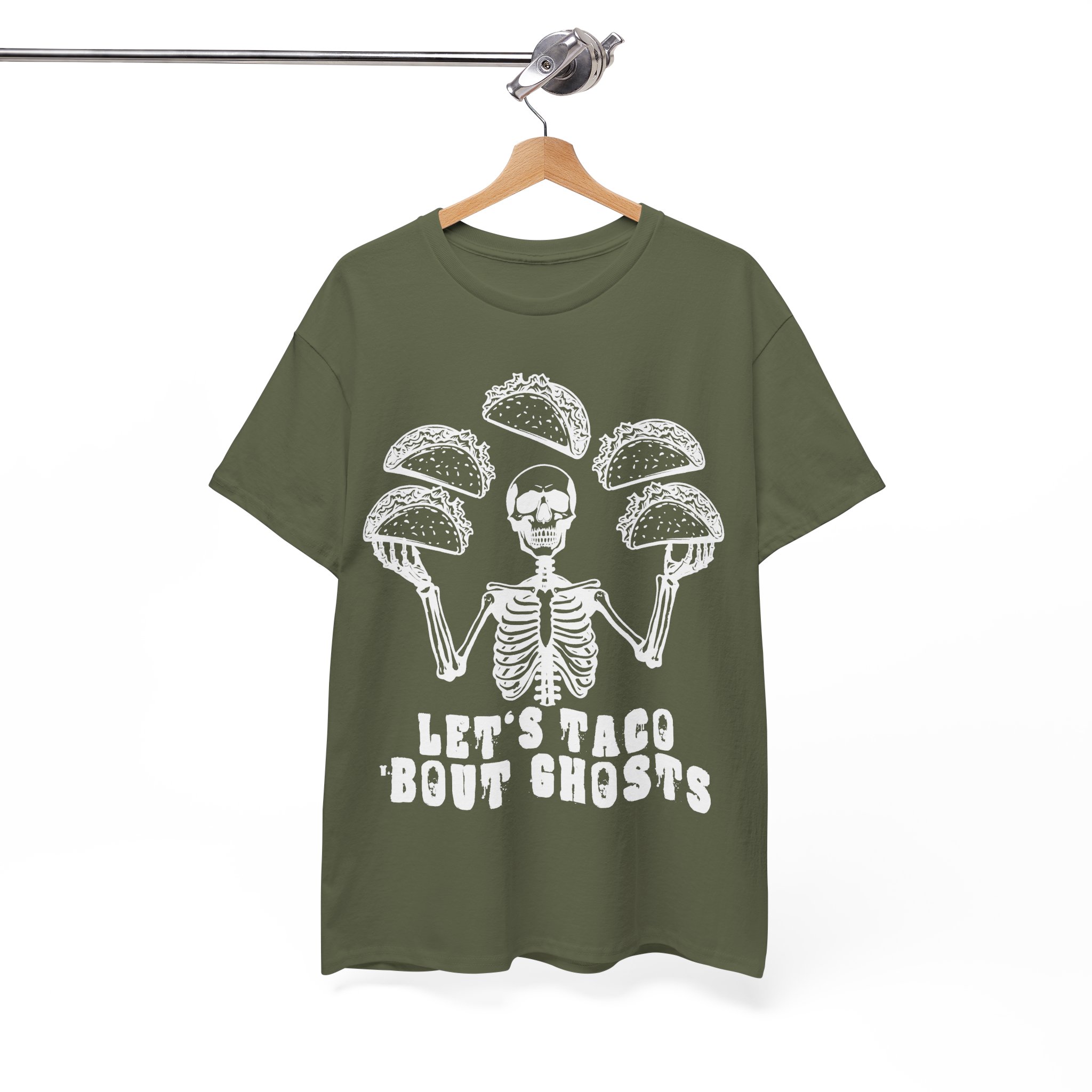 Let's Taco 'Bout Ghosts Tee - Funny Halloween Costume Taco Shirt Skeleton Costume Halloween Party Shirt - Image 5