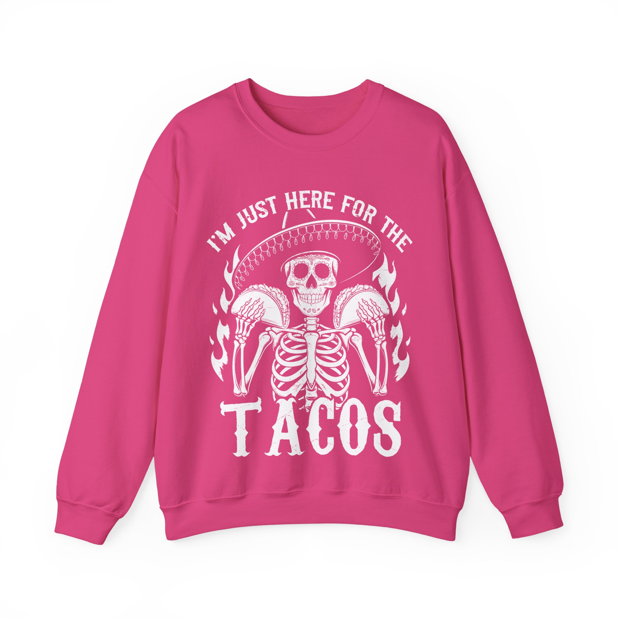 Funny Halloween Taco Shirt – I’m Just Here for the Tacos Skeleton Costume Sweatshirt - Image 13