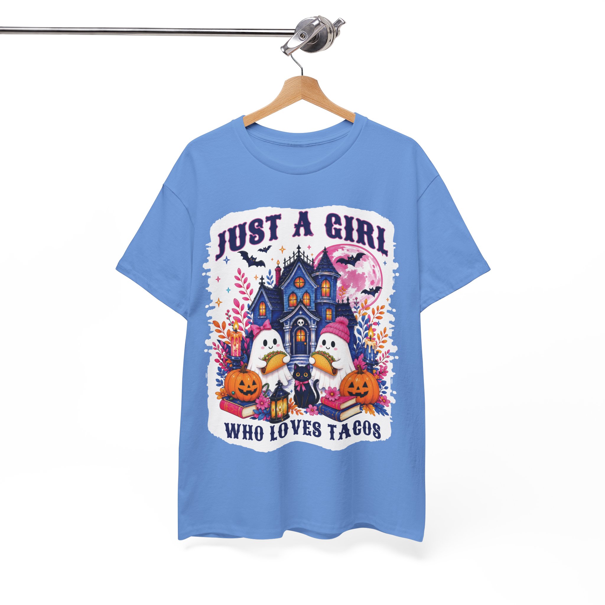 Just A Girl Who Loves Tacos Halloween Shirt - Cute Ghost Taco Halloween Costume T-Shirt - Image 8