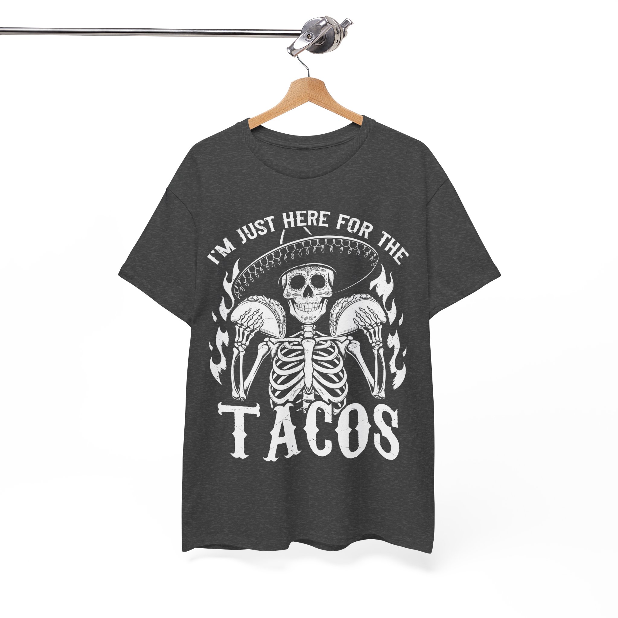Funny Halloween Taco Shirt - I'm Just Here for the Tacos Skeleton Costume Shirt - Image 6