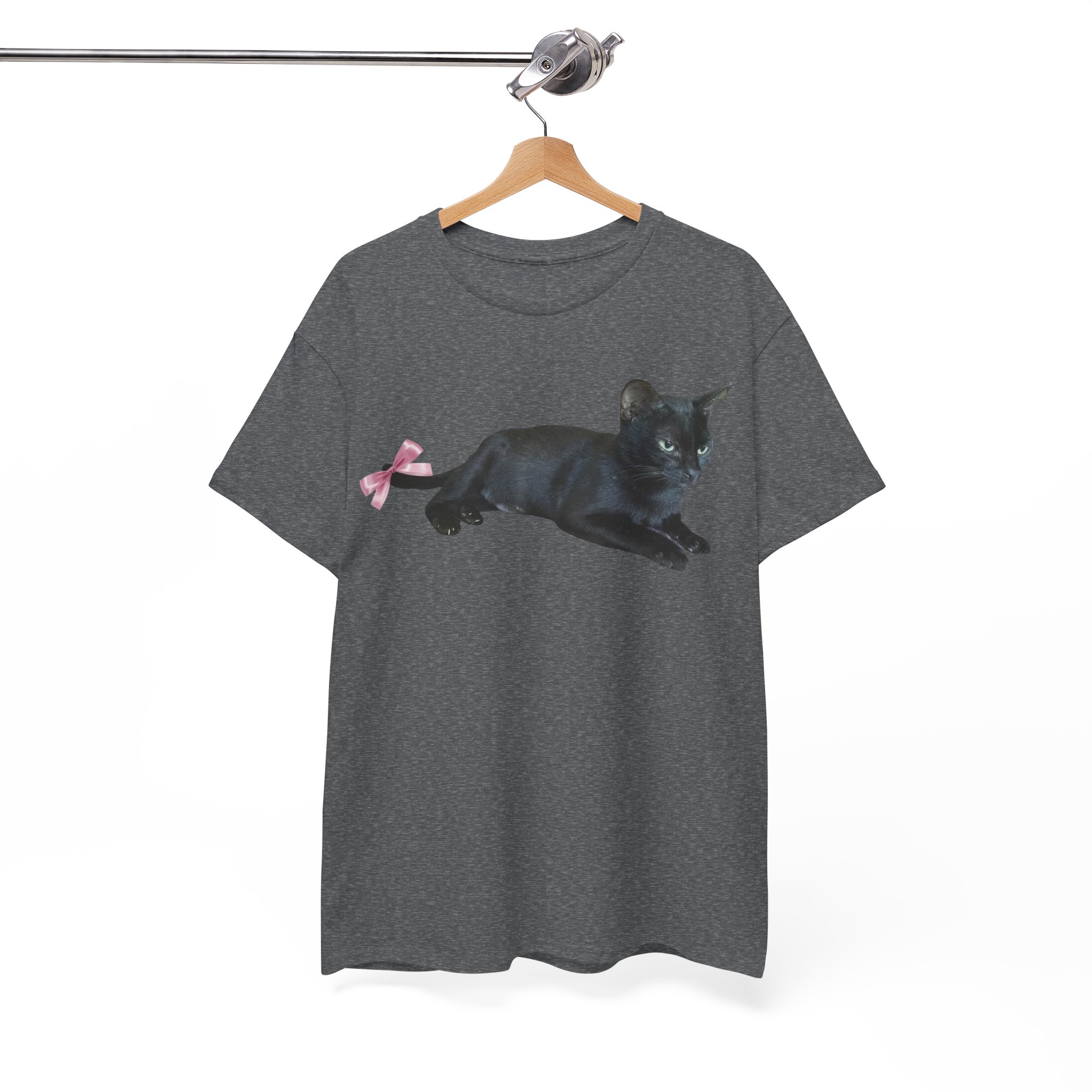 Black Cat with Pink Bow T-Shirt - Image 7