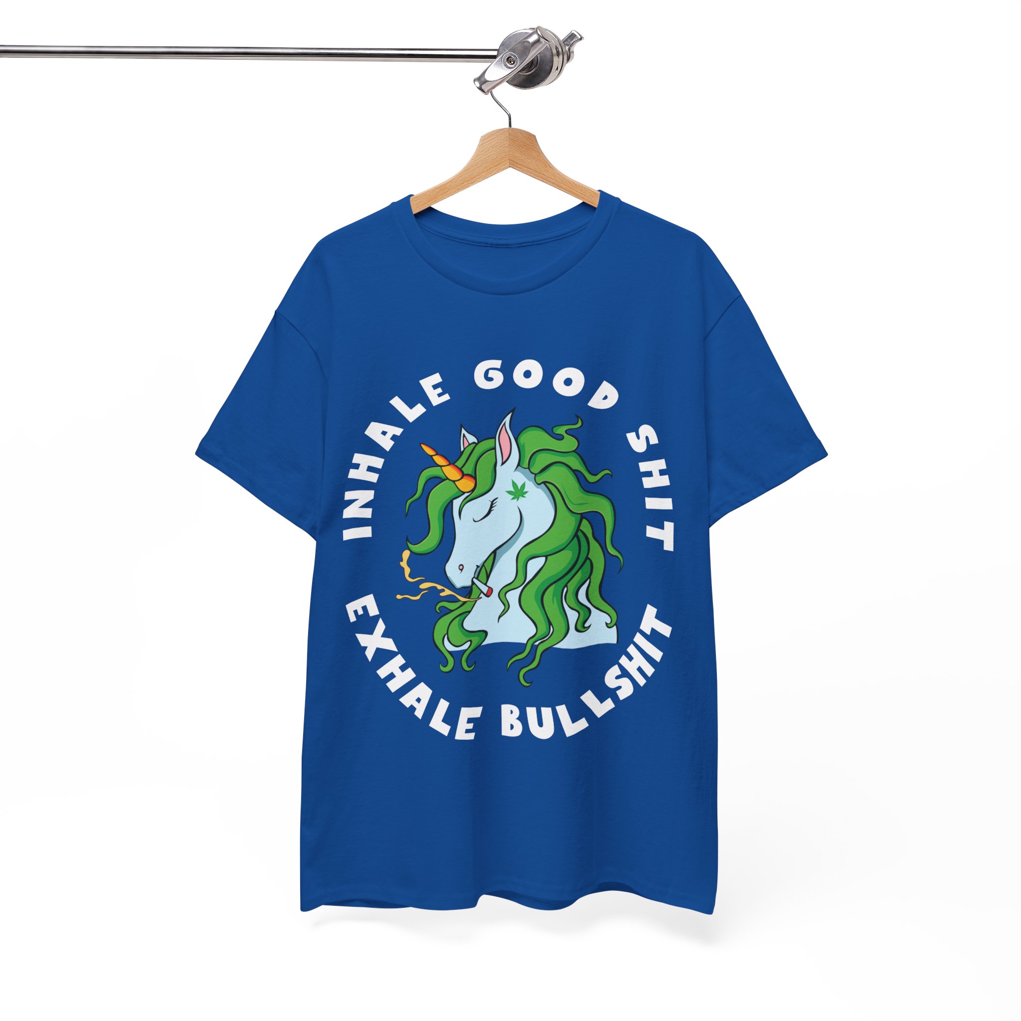 Inhale Good Shit, Exhale Bullshit Relaxation Unicorn Weed Shirt - Image 8
