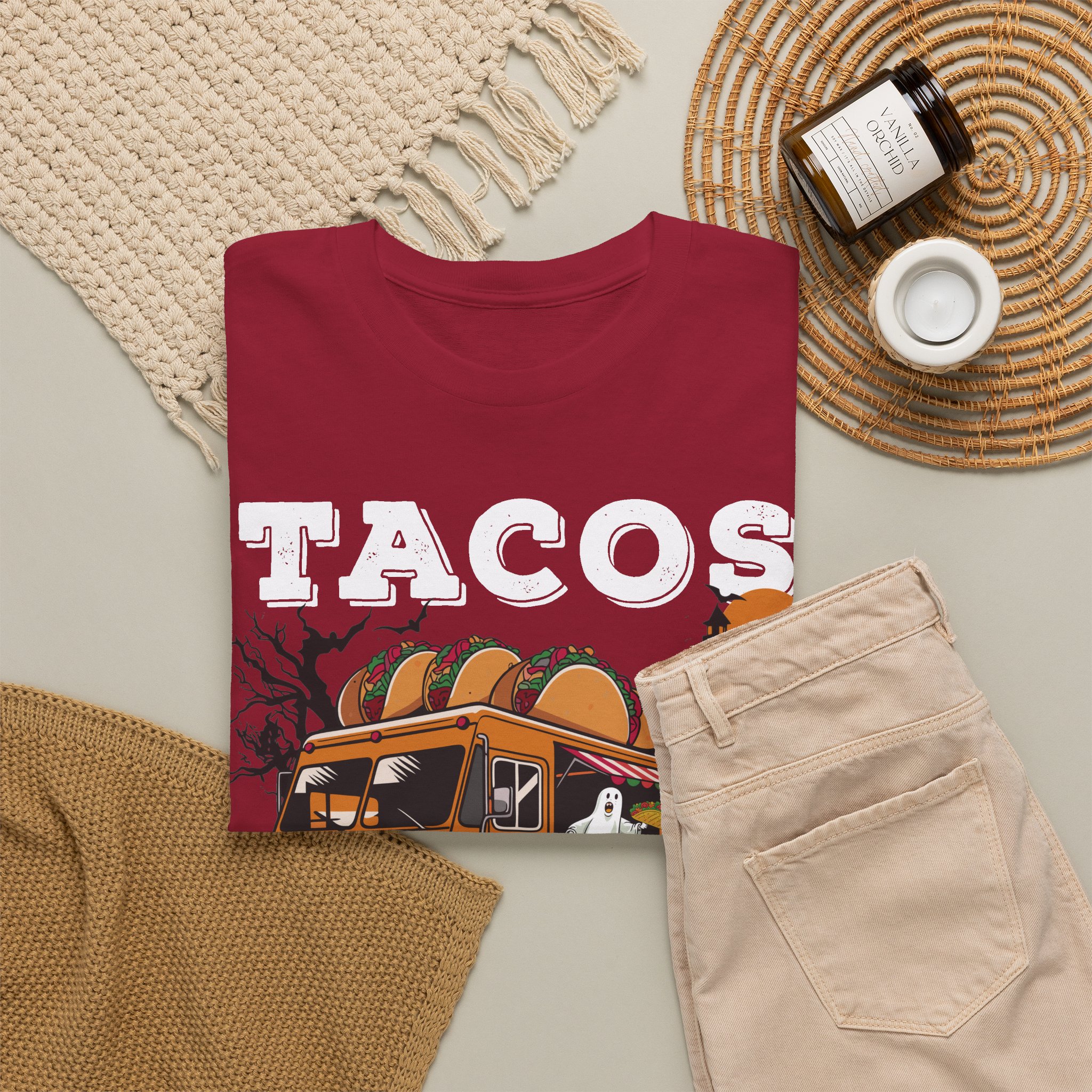 Tacos Even in the Afterlife T-Shirt - Halloween Ghosts & Spooky Taco Shirt - Image 2