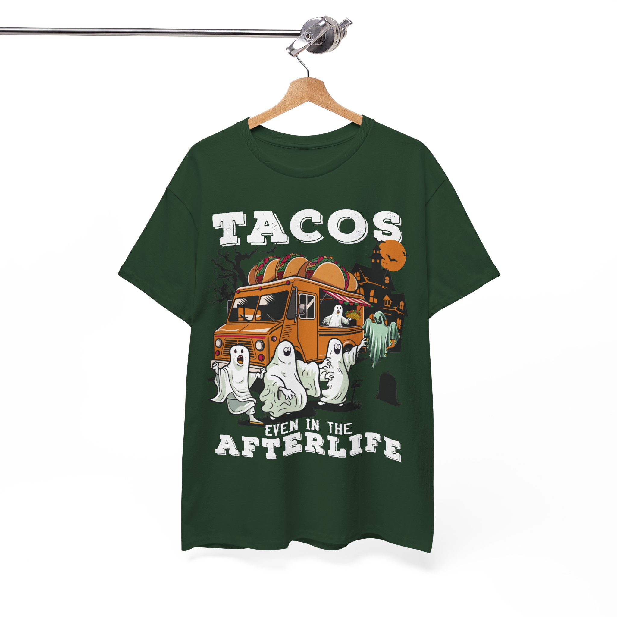 Tacos Even in the Afterlife T-Shirt - Halloween Ghosts & Spooky Taco Shirt - Image 9