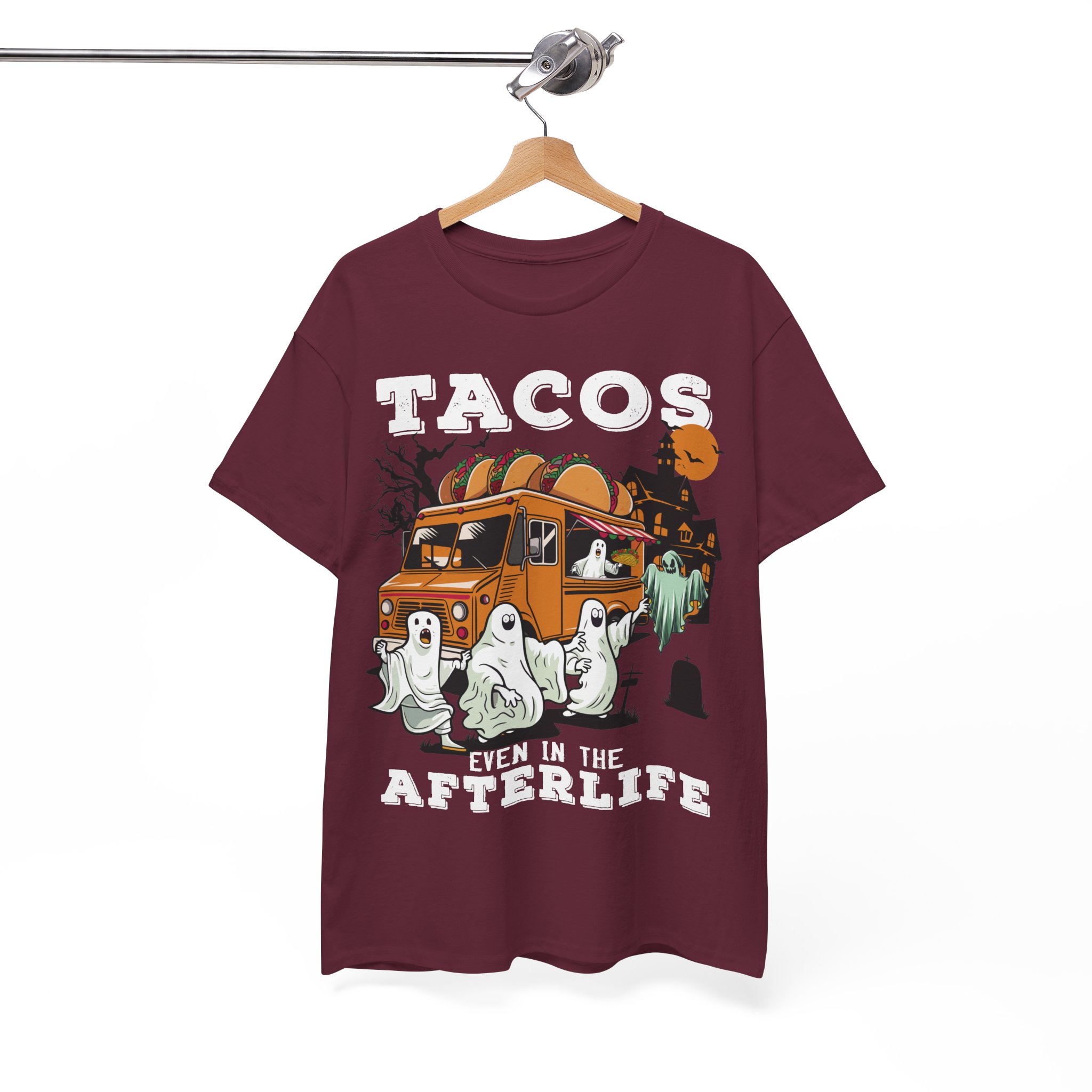 Tacos Even in the Afterlife T-Shirt - Halloween Ghosts & Spooky Taco Shirt - Image 6