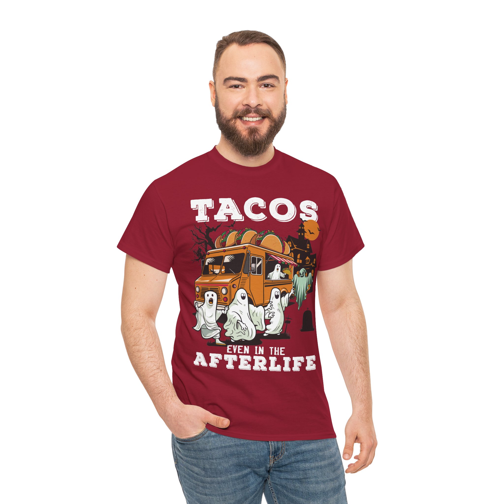 Tacos Even in the Afterlife T-Shirt - Halloween Ghosts & Spooky Taco Shirt - Image 4