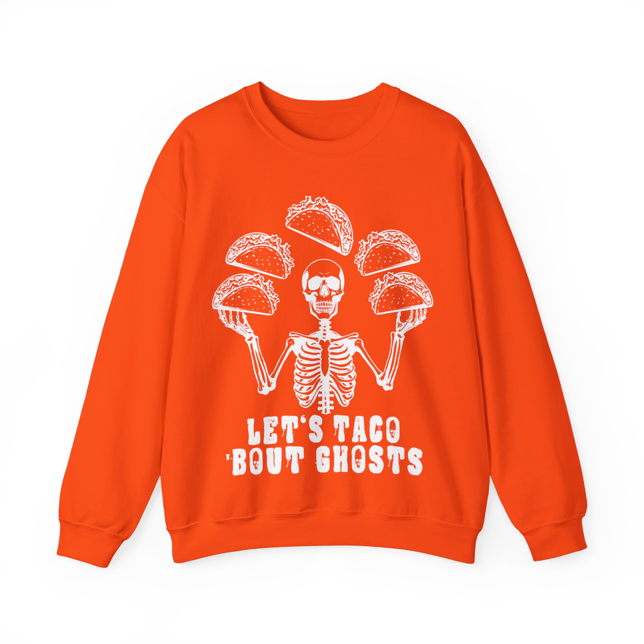 Let’s Taco ‘Bout Ghosts Sweatshirt - Funny Halloween Costume Taco Shirt Skeleton Costume Halloween Party Sweatshirt - Image 3