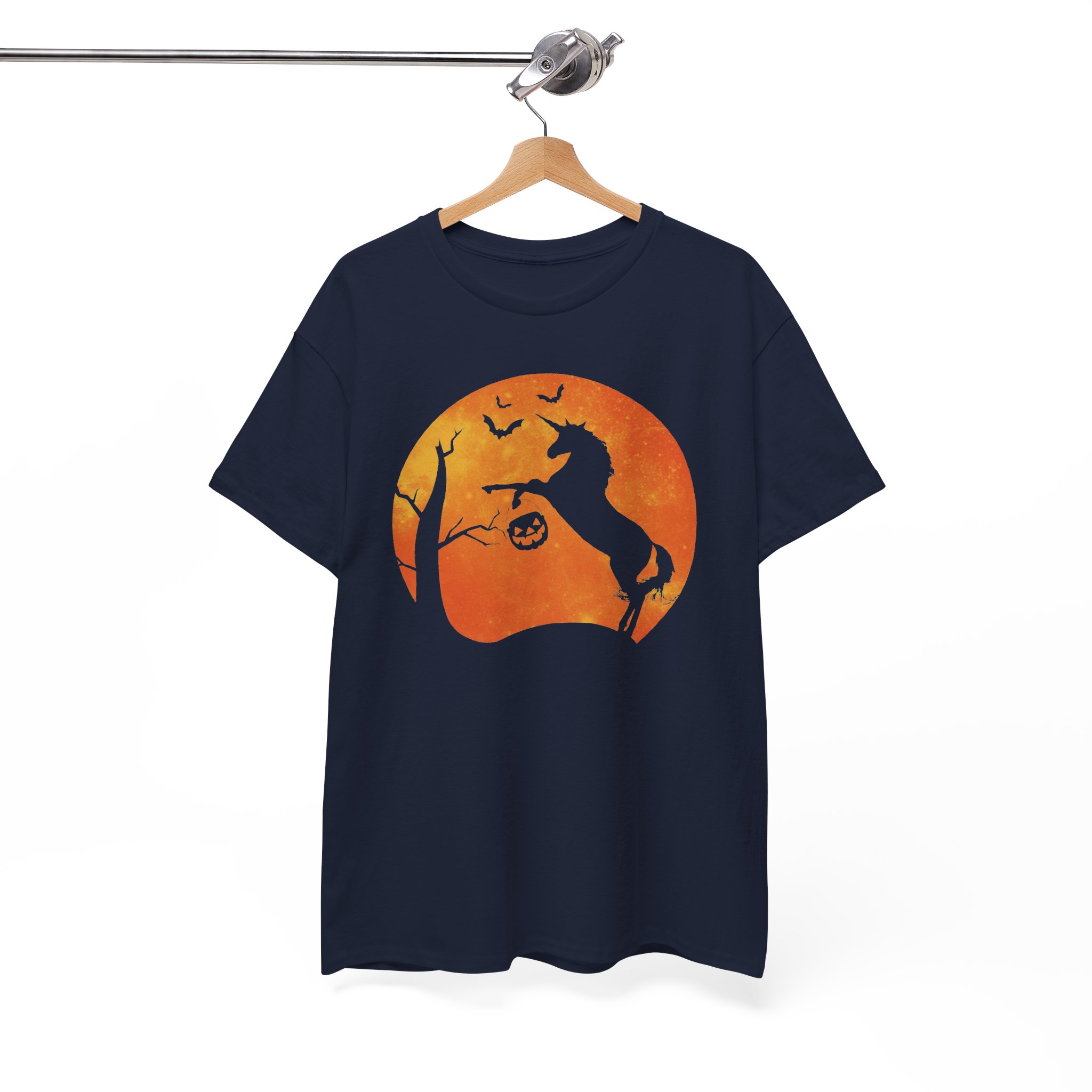 Halloween Unicorn Tee - Spooky Pumpkin Moon Silhouette Shirt - Image 13