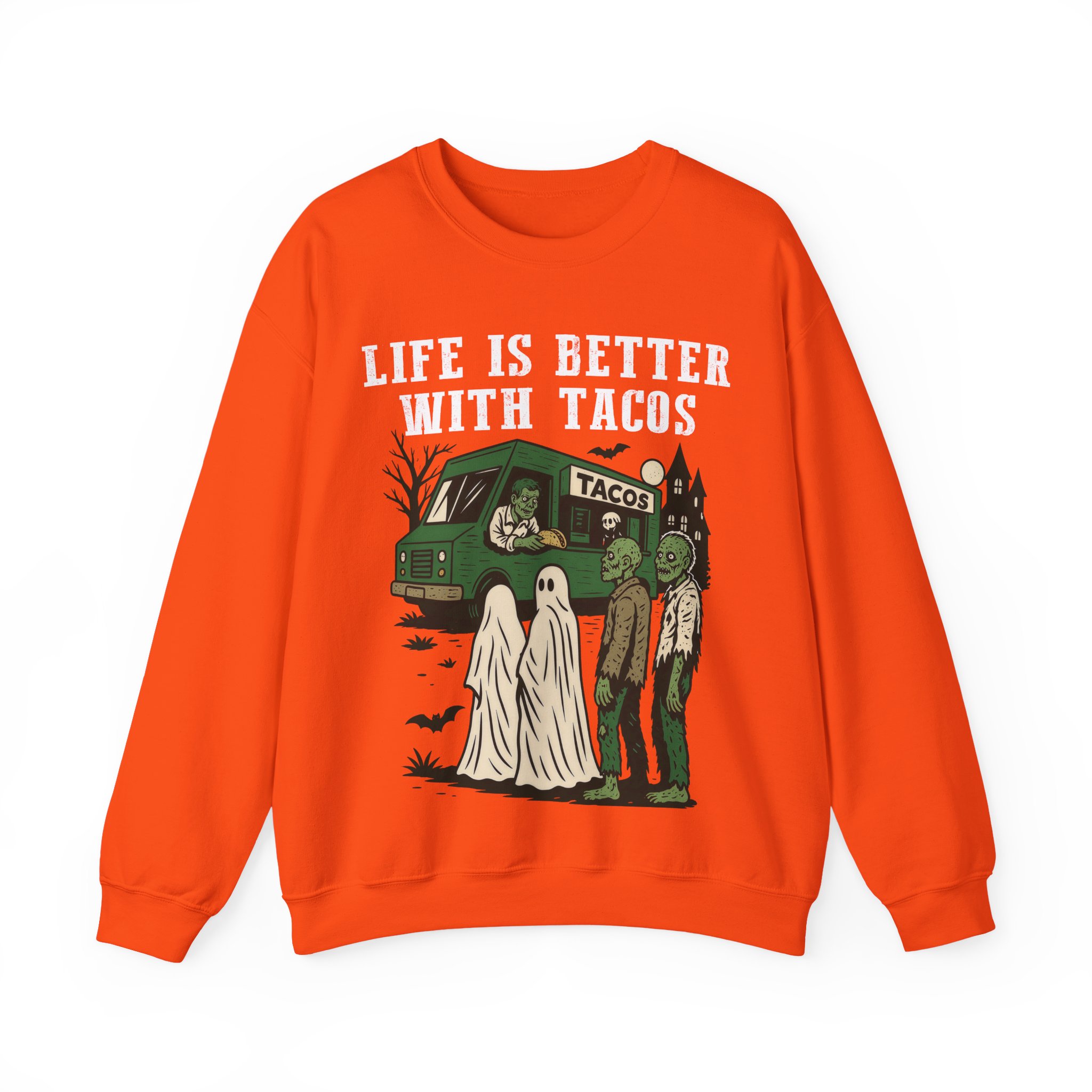 Halloween Taco Sweatshirt – Ghost & Zombie Taco Sweatshirt, Life Is Better With Tacos, Funny Taco Lover Gift - Image 5