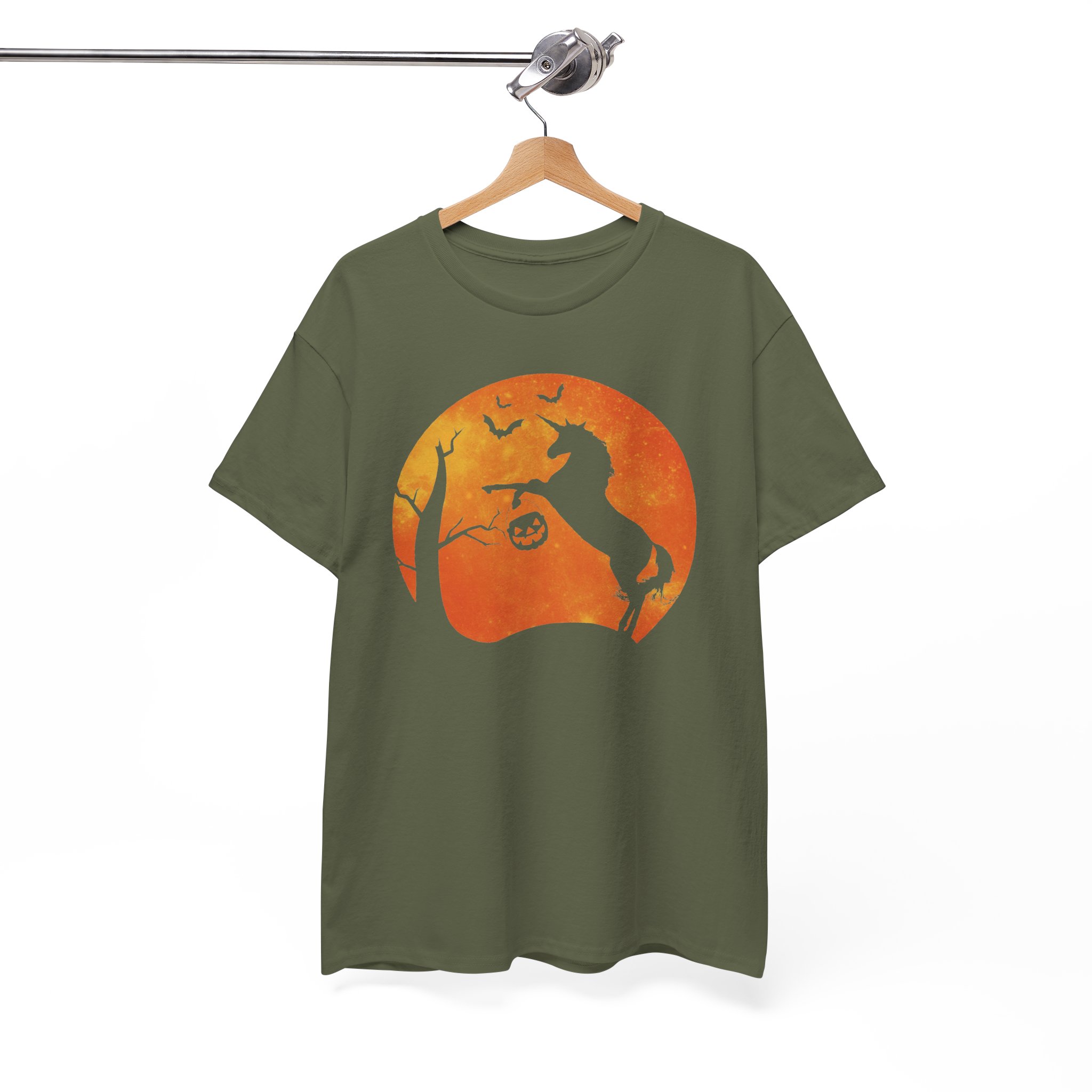 Halloween Unicorn Tee - Spooky Pumpkin Moon Silhouette Shirt - Image 7