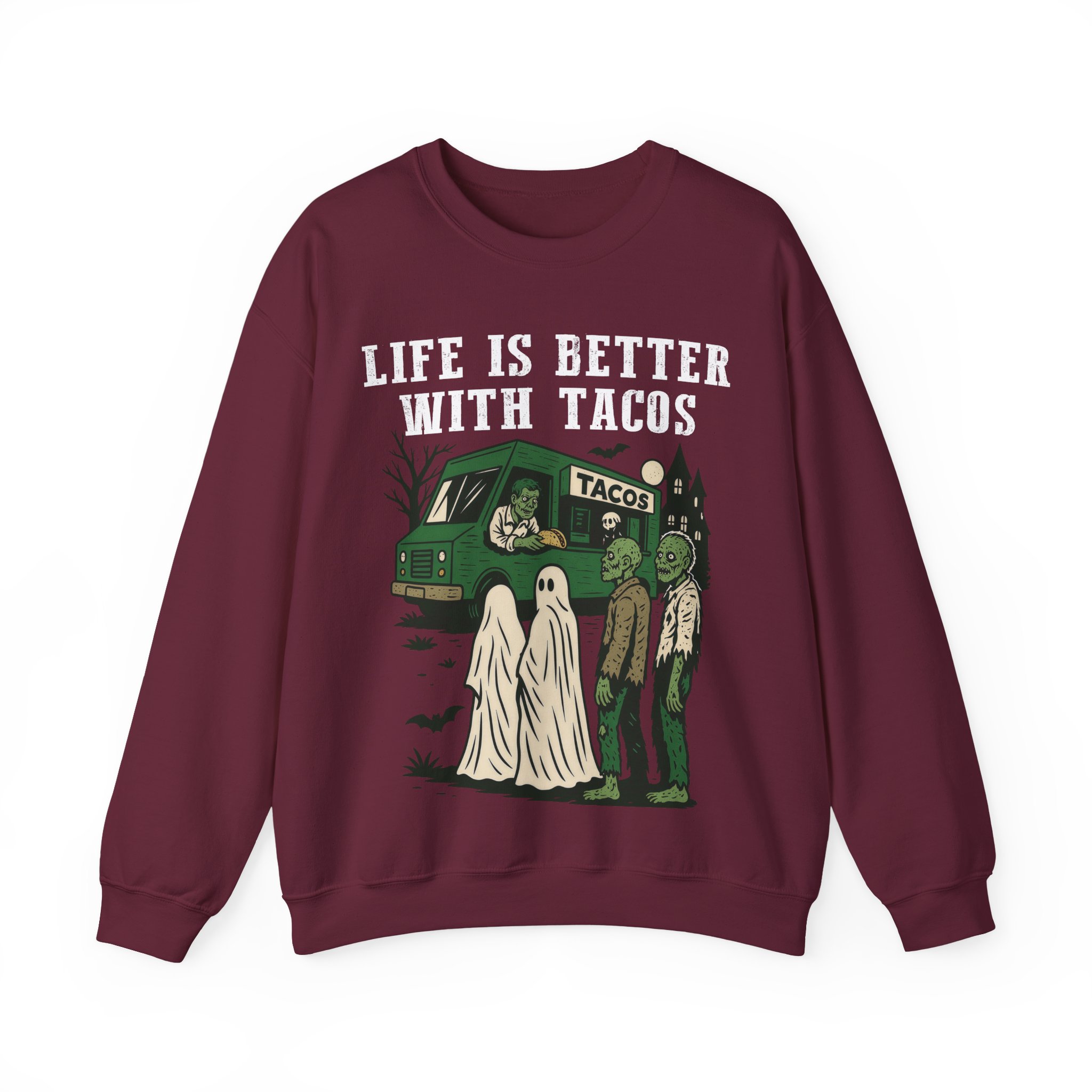 Halloween Taco Sweatshirt – Ghost & Zombie Taco Sweatshirt, Life Is Better With Tacos, Funny Taco Lover Gift - Image 6