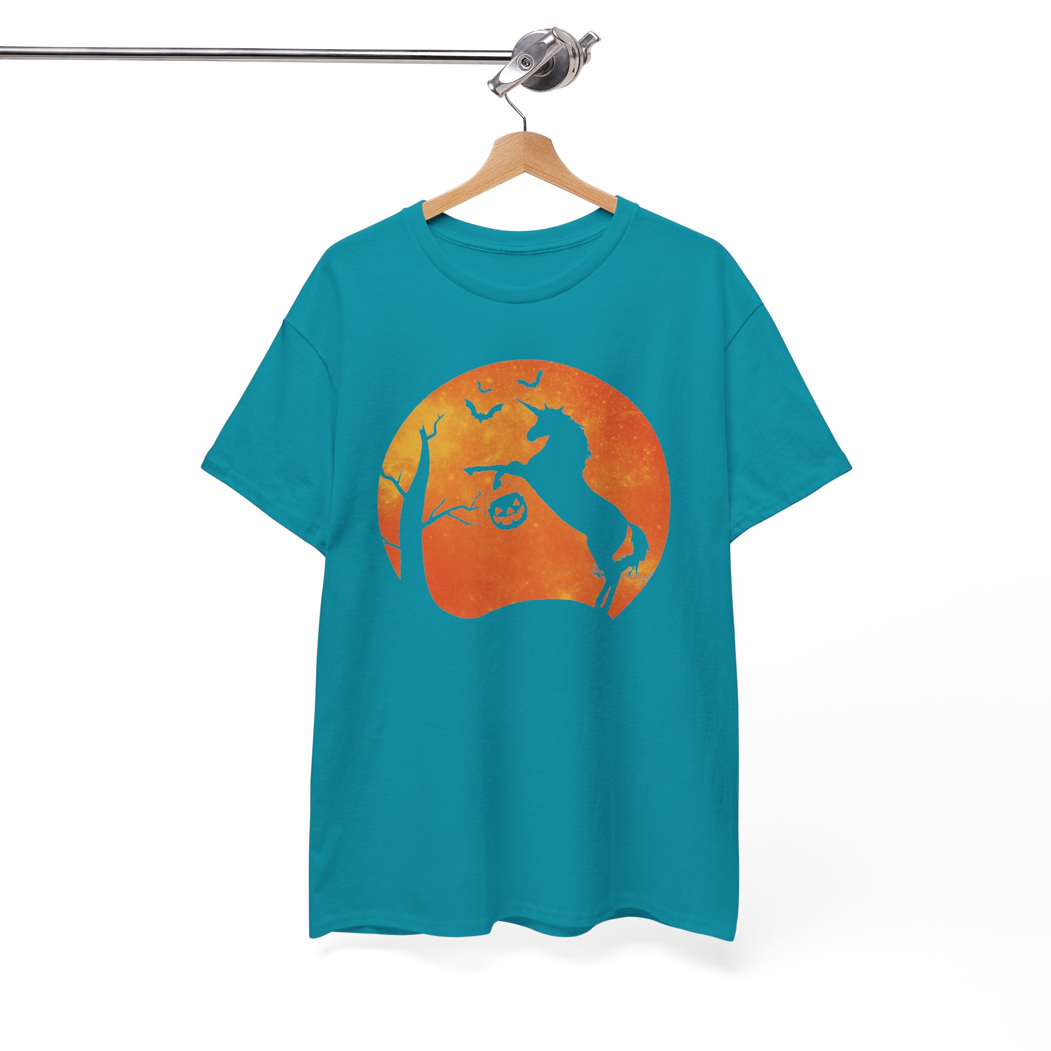 Halloween Unicorn Tee - Spooky Pumpkin Moon Silhouette Shirt - Image 10
