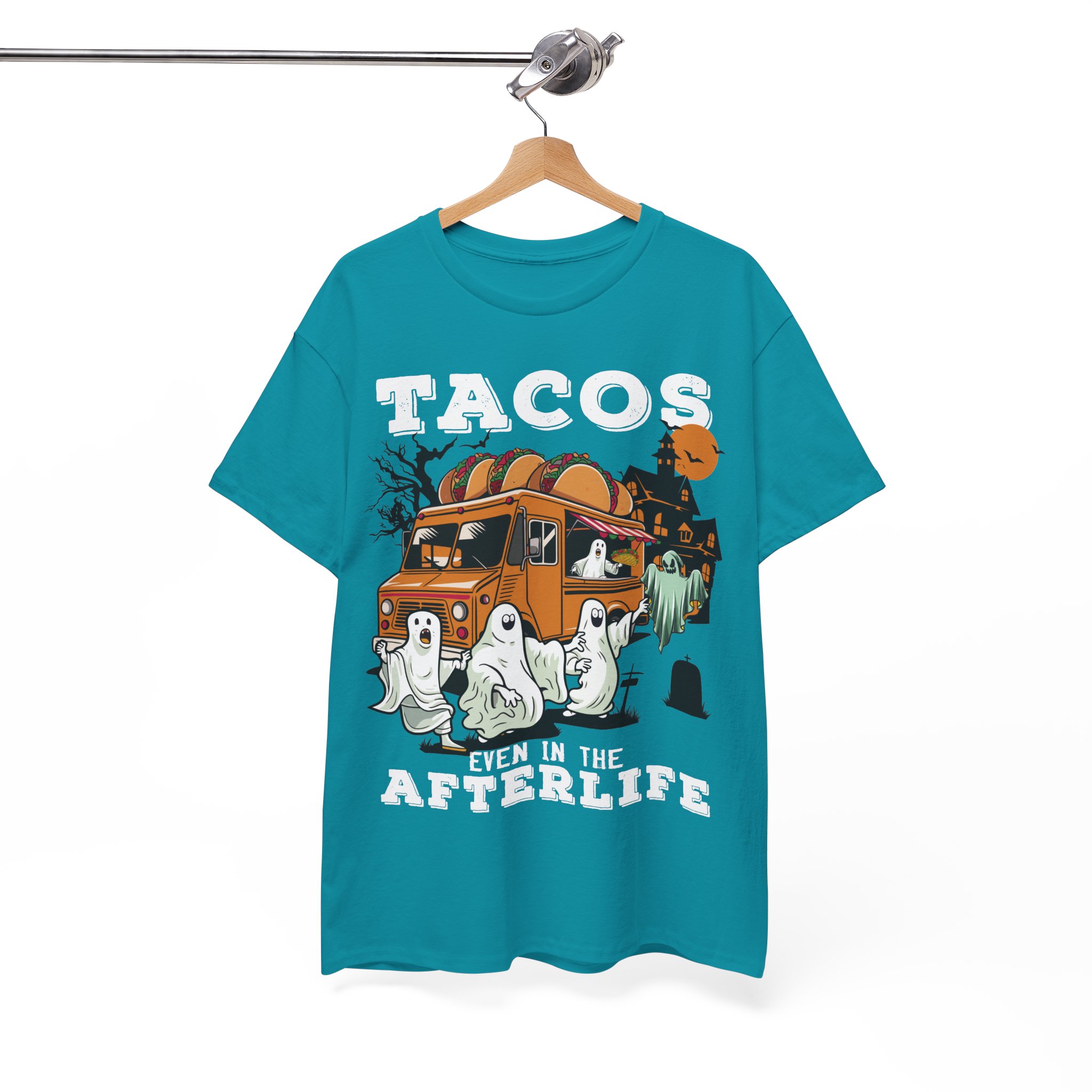 Tacos Even in the Afterlife T-Shirt - Halloween Ghosts & Spooky Taco Shirt - Image 11