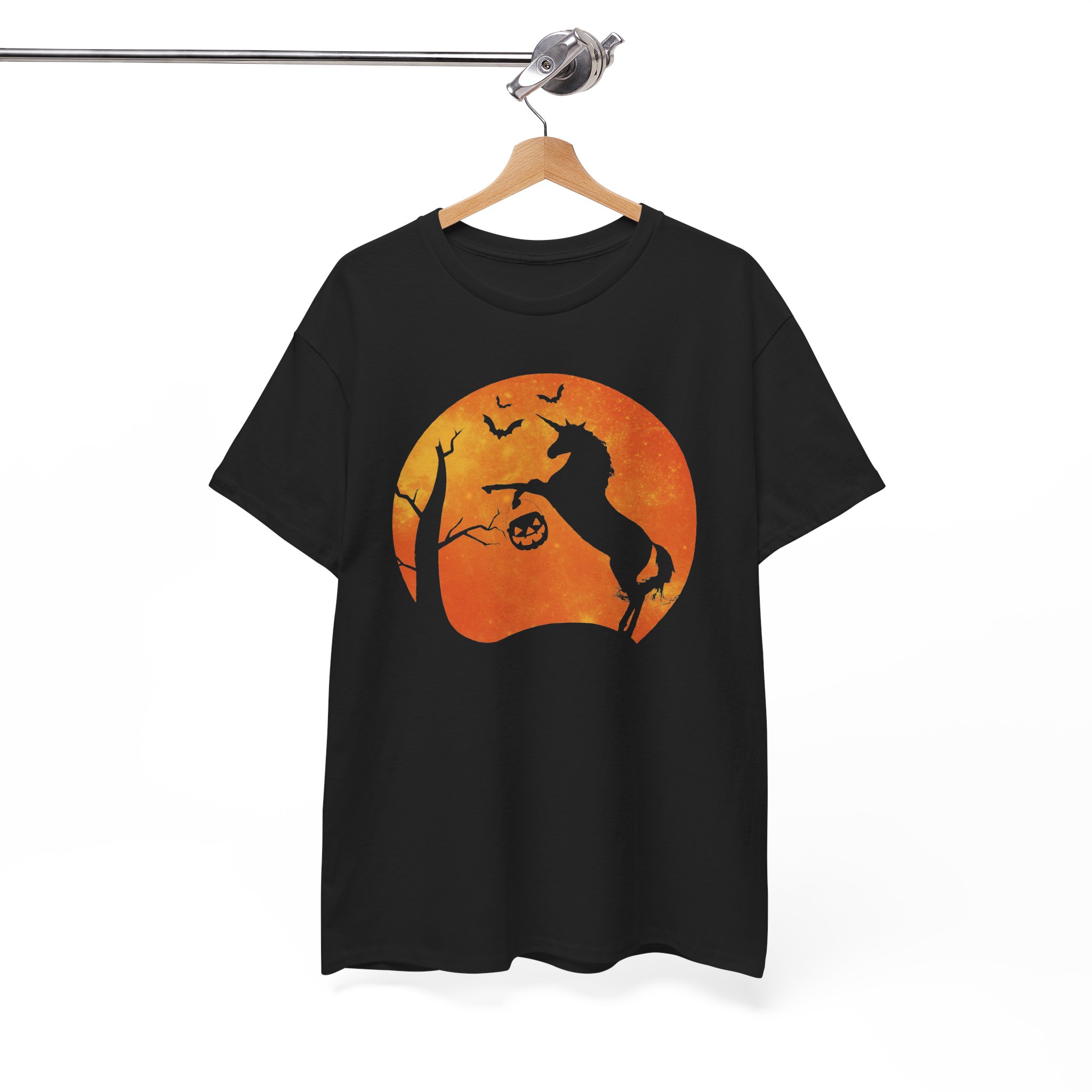 Halloween Unicorn Tee - Spooky Pumpkin Moon Silhouette Shirt