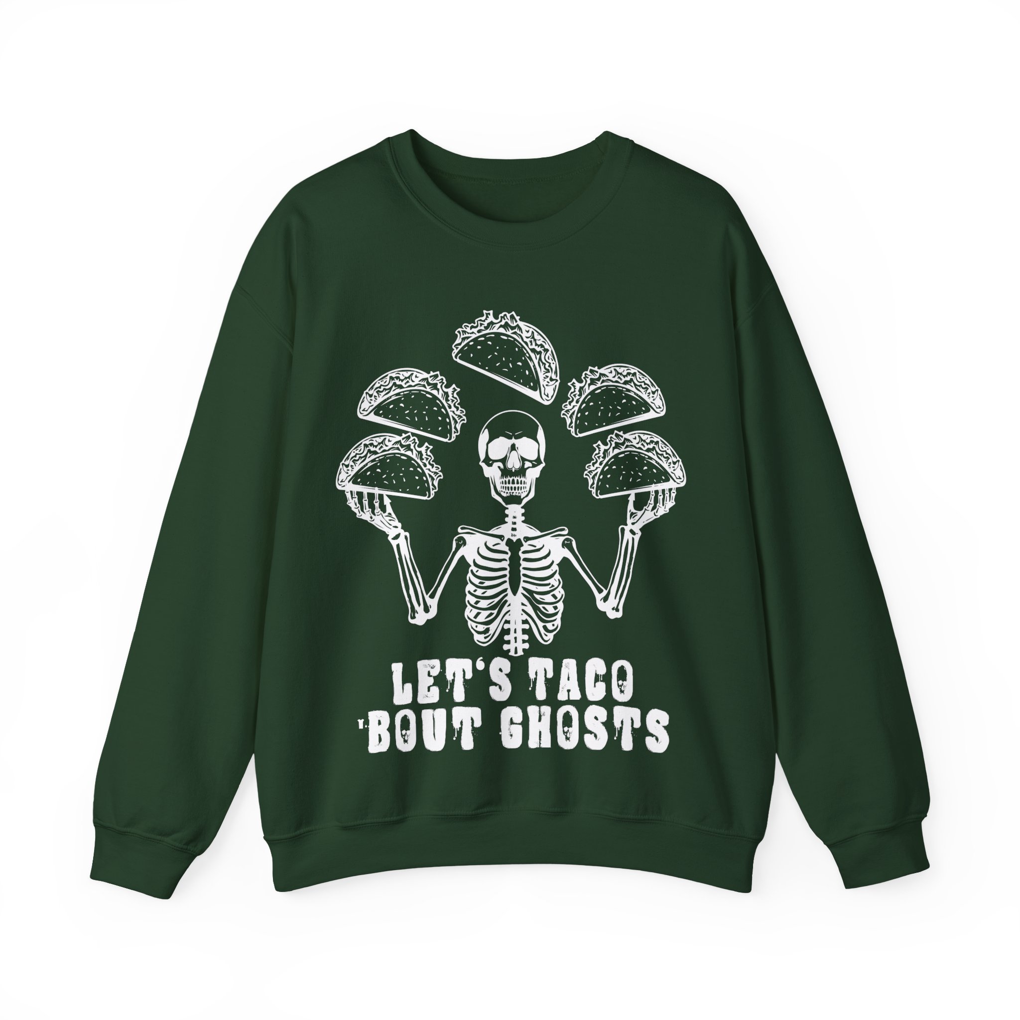 Let’s Taco ‘Bout Ghosts Sweatshirt - Funny Halloween Costume Taco Shirt Skeleton Costume Halloween Party Sweatshirt - Image 6