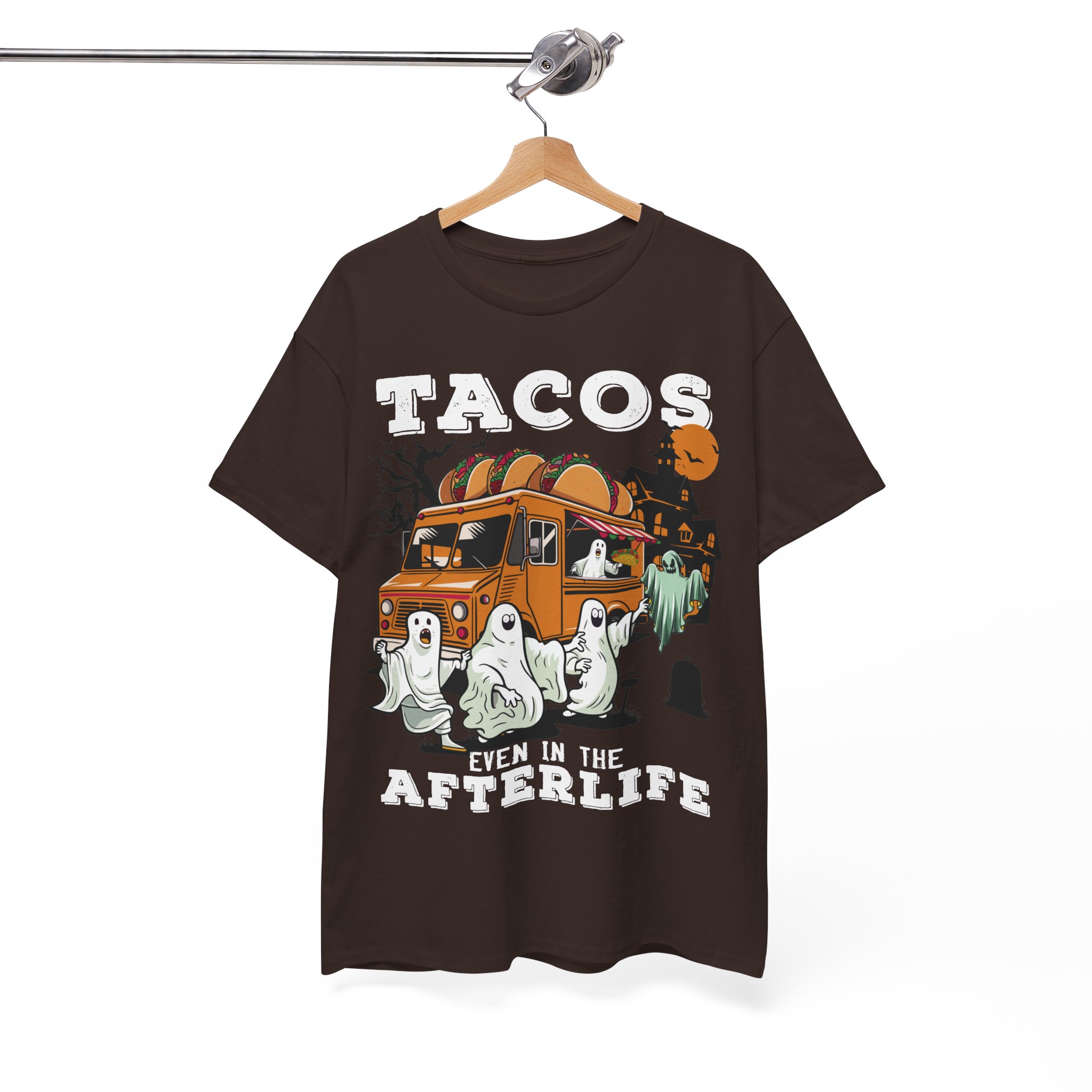 Tacos Even in the Afterlife T-Shirt - Halloween Ghosts & Spooky Taco Shirt - Image 7