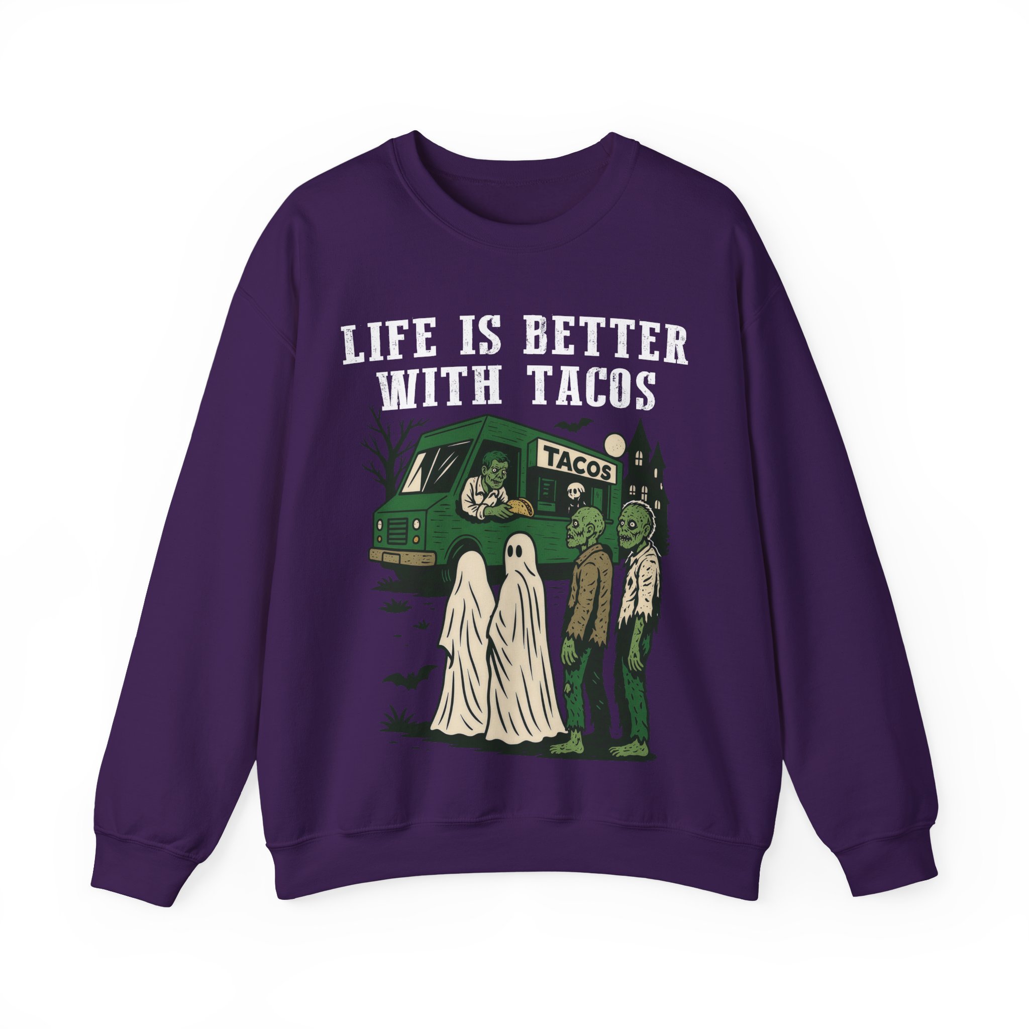 Halloween Taco Sweatshirt – Ghost & Zombie Taco Sweatshirt, Life Is Better With Tacos, Funny Taco Lover Gift - Image 13