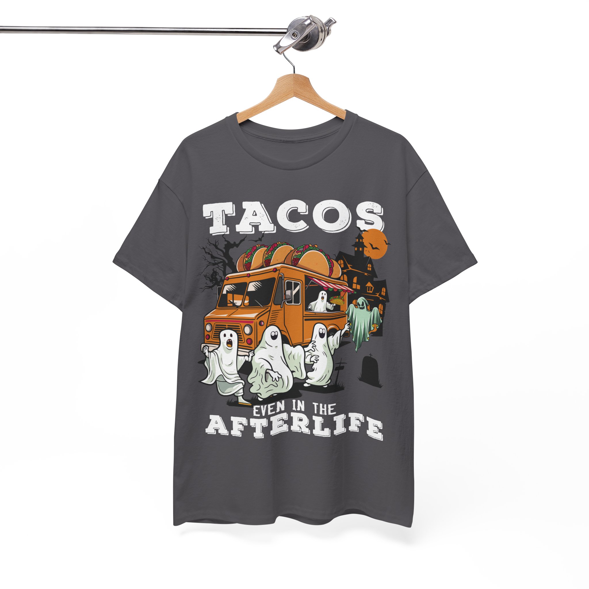 Tacos Even in the Afterlife T-Shirt - Halloween Ghosts & Spooky Taco Shirt - Image 12