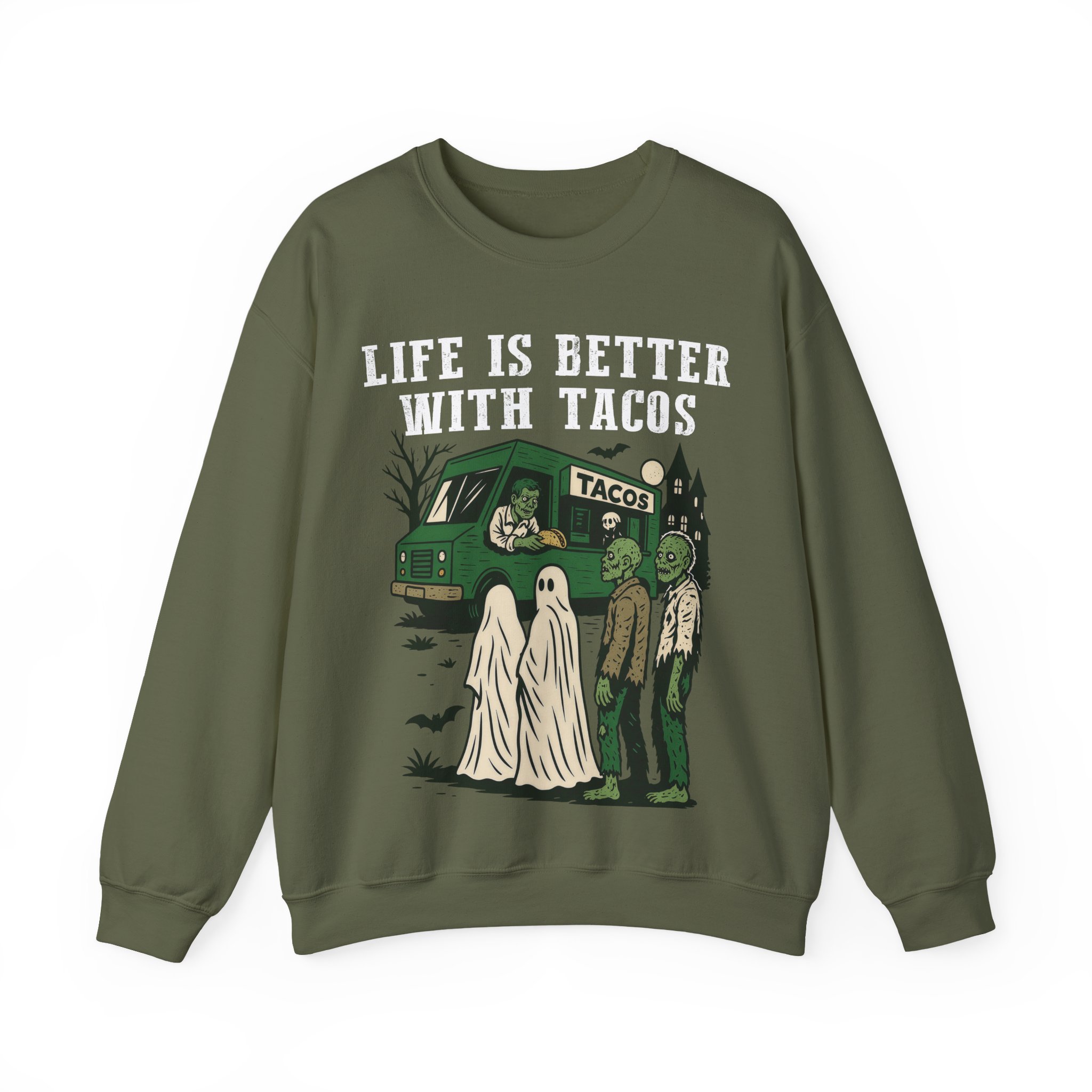 Halloween Taco Sweatshirt – Ghost & Zombie Taco Sweatshirt, Life Is Better With Tacos, Funny Taco Lover Gift - Image 7