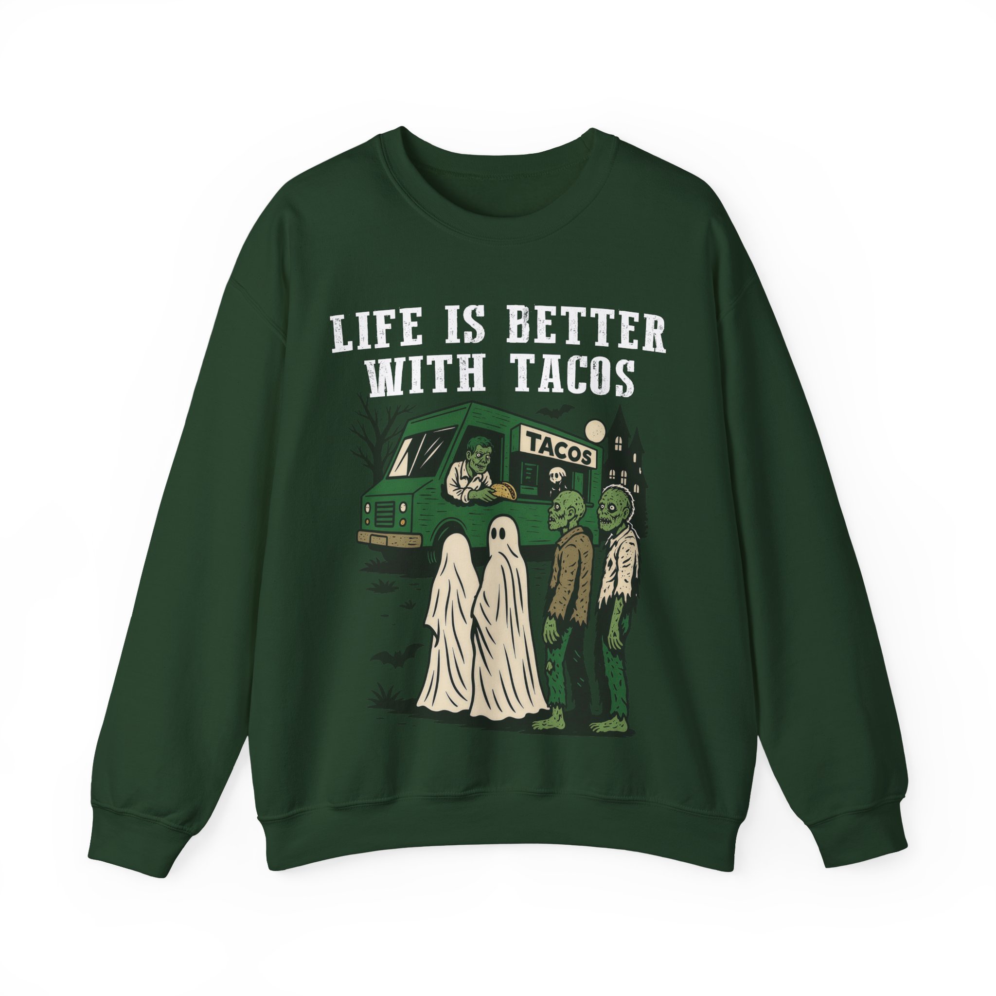 Halloween Taco Sweatshirt – Ghost & Zombie Taco Sweatshirt, Life Is Better With Tacos, Funny Taco Lover Gift - Image 8