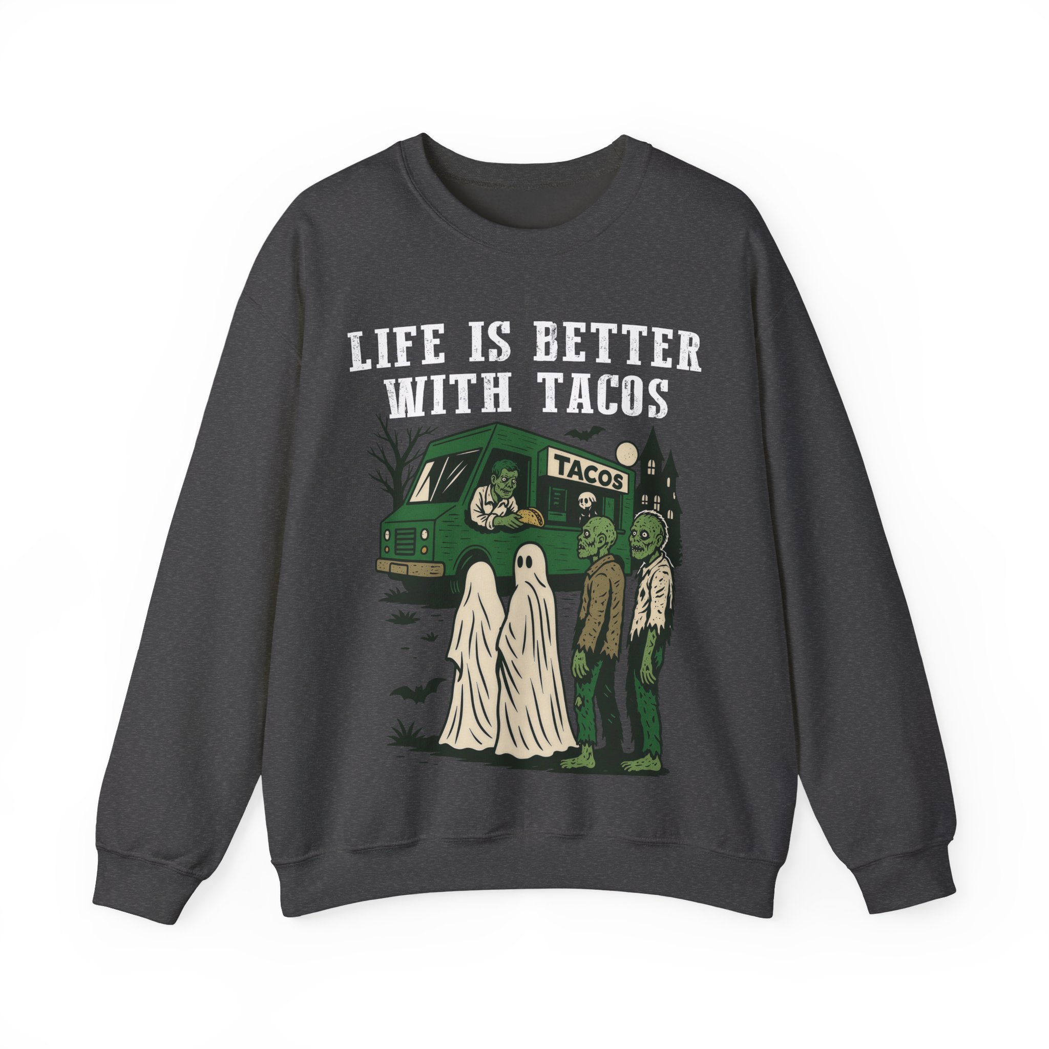 Halloween Taco Sweatshirt – Ghost & Zombie Taco Sweatshirt, Life Is Better With Tacos, Funny Taco Lover Gift - Image 10