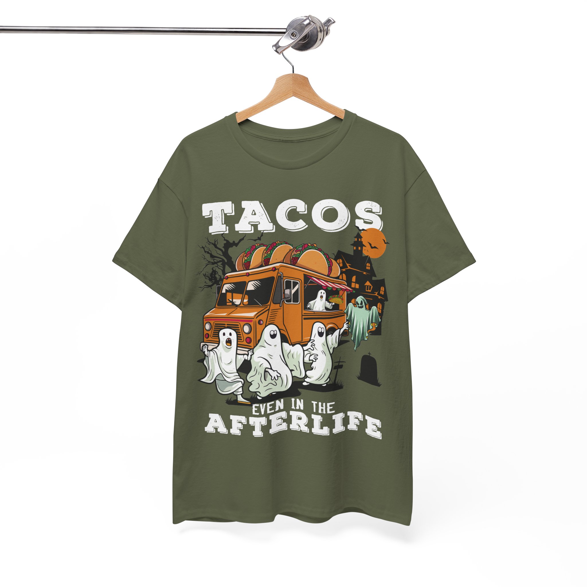 Tacos Even in the Afterlife T-Shirt - Halloween Ghosts & Spooky Taco Shirt - Image 8