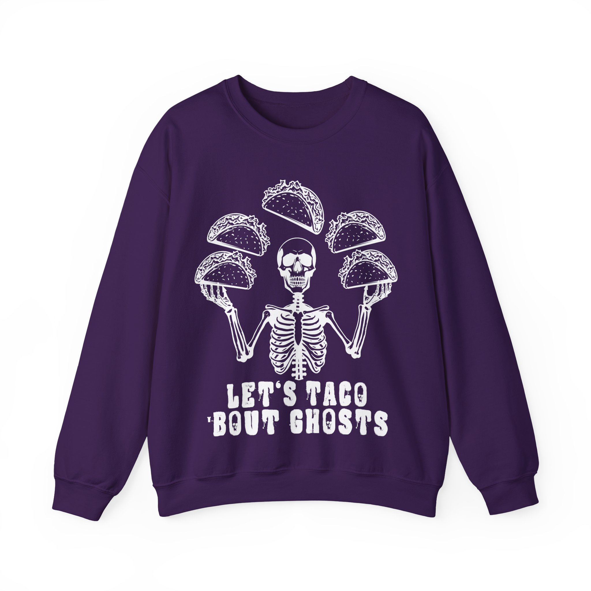Let’s Taco ‘Bout Ghosts Sweatshirt - Funny Halloween Costume Taco Shirt Skeleton Costume Halloween Party Sweatshirt - Image 11
