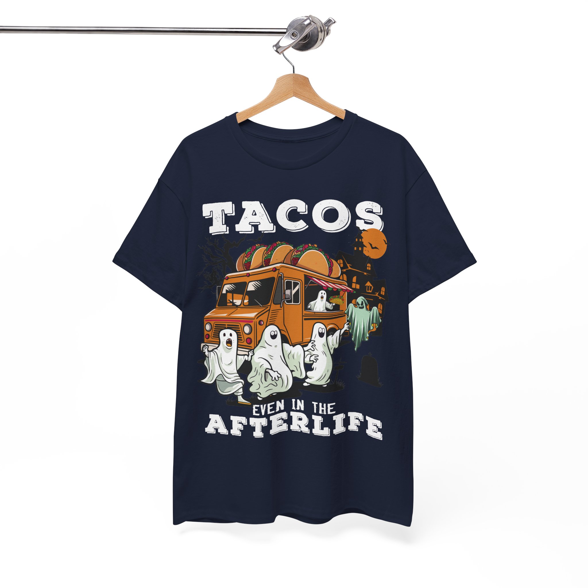 Tacos Even in the Afterlife T-Shirt - Halloween Ghosts & Spooky Taco Shirt - Image 14