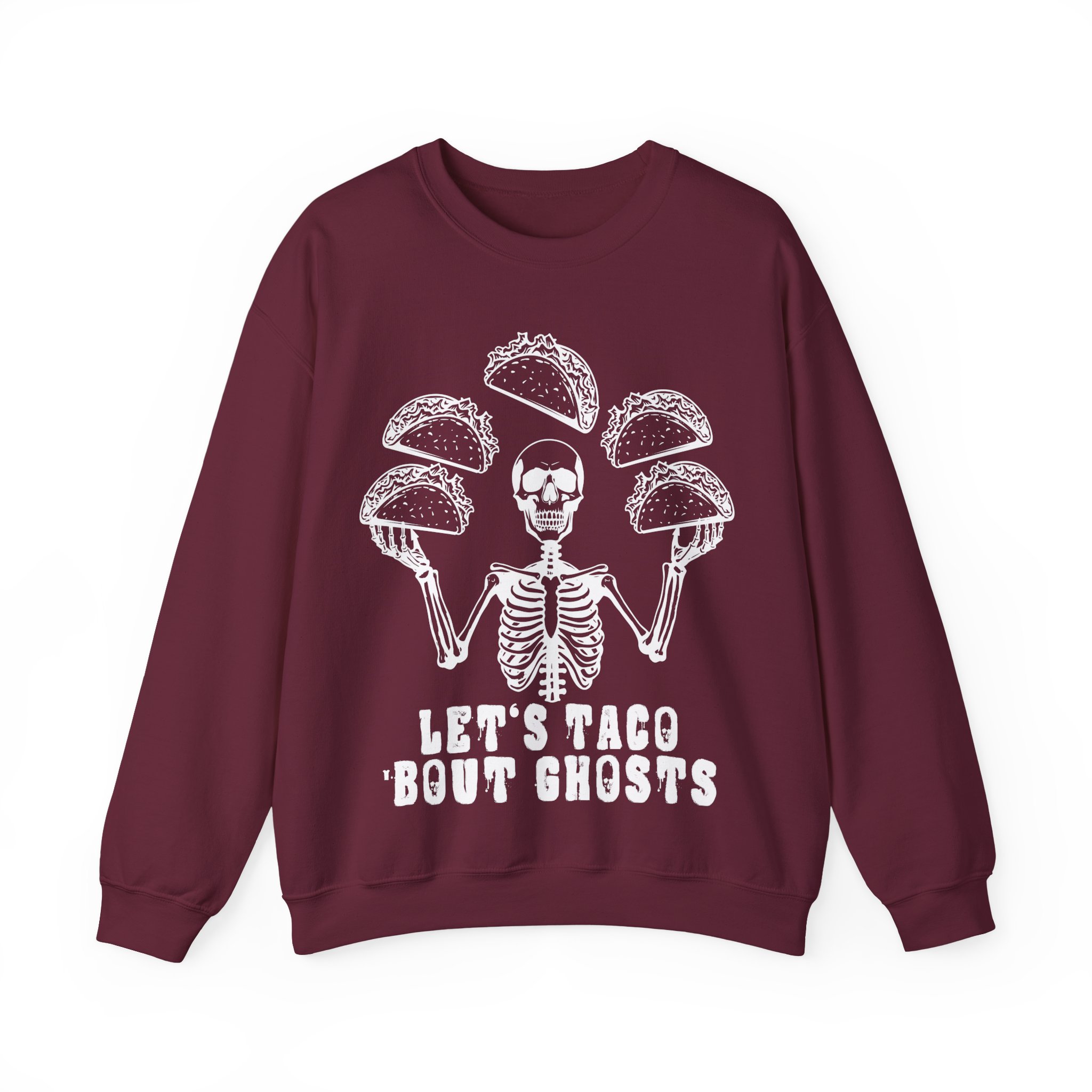 Let’s Taco ‘Bout Ghosts Sweatshirt - Funny Halloween Costume Taco Shirt Skeleton Costume Halloween Party Sweatshirt - Image 4