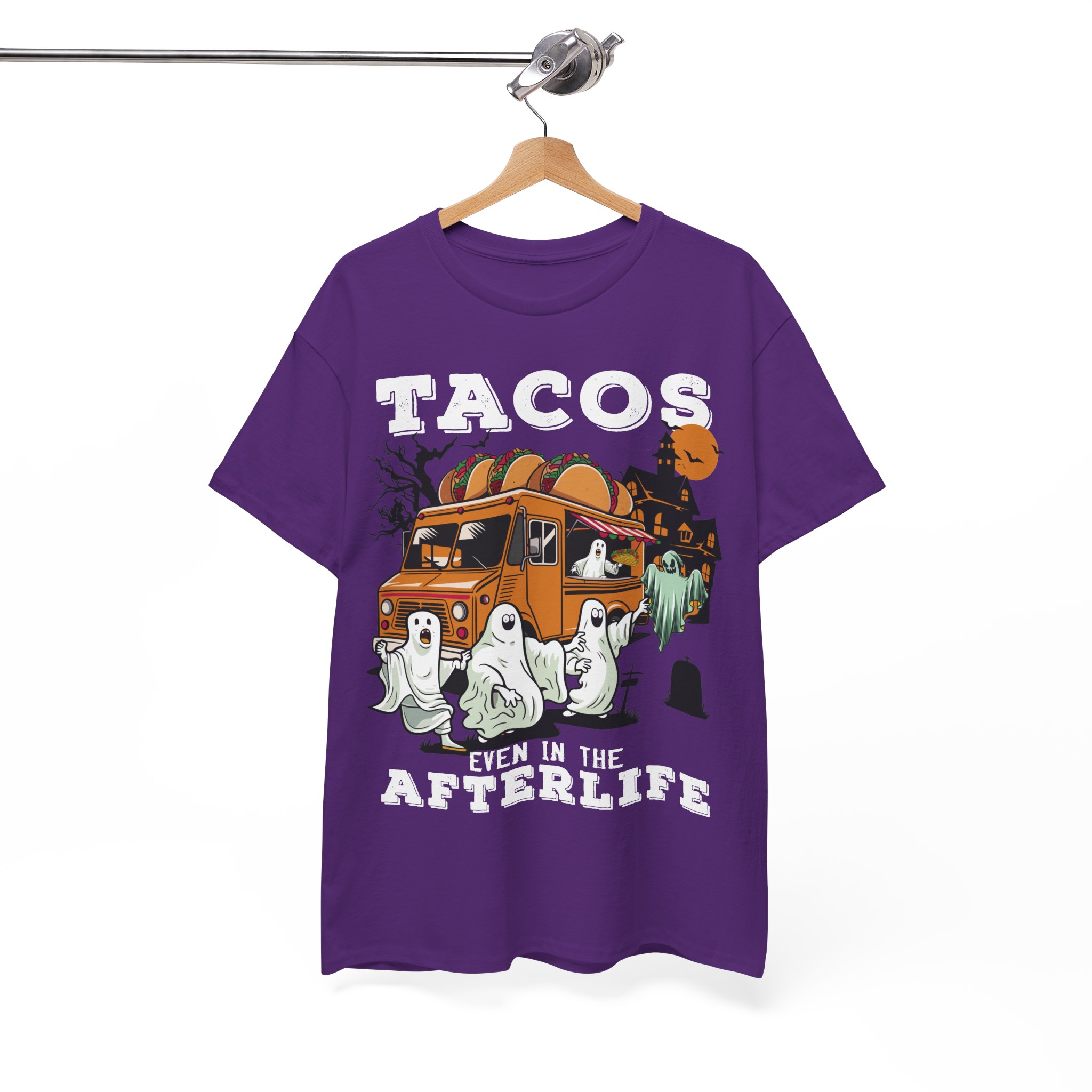 Tacos Even in the Afterlife T-Shirt - Halloween Ghosts & Spooky Taco Shirt - Image 15
