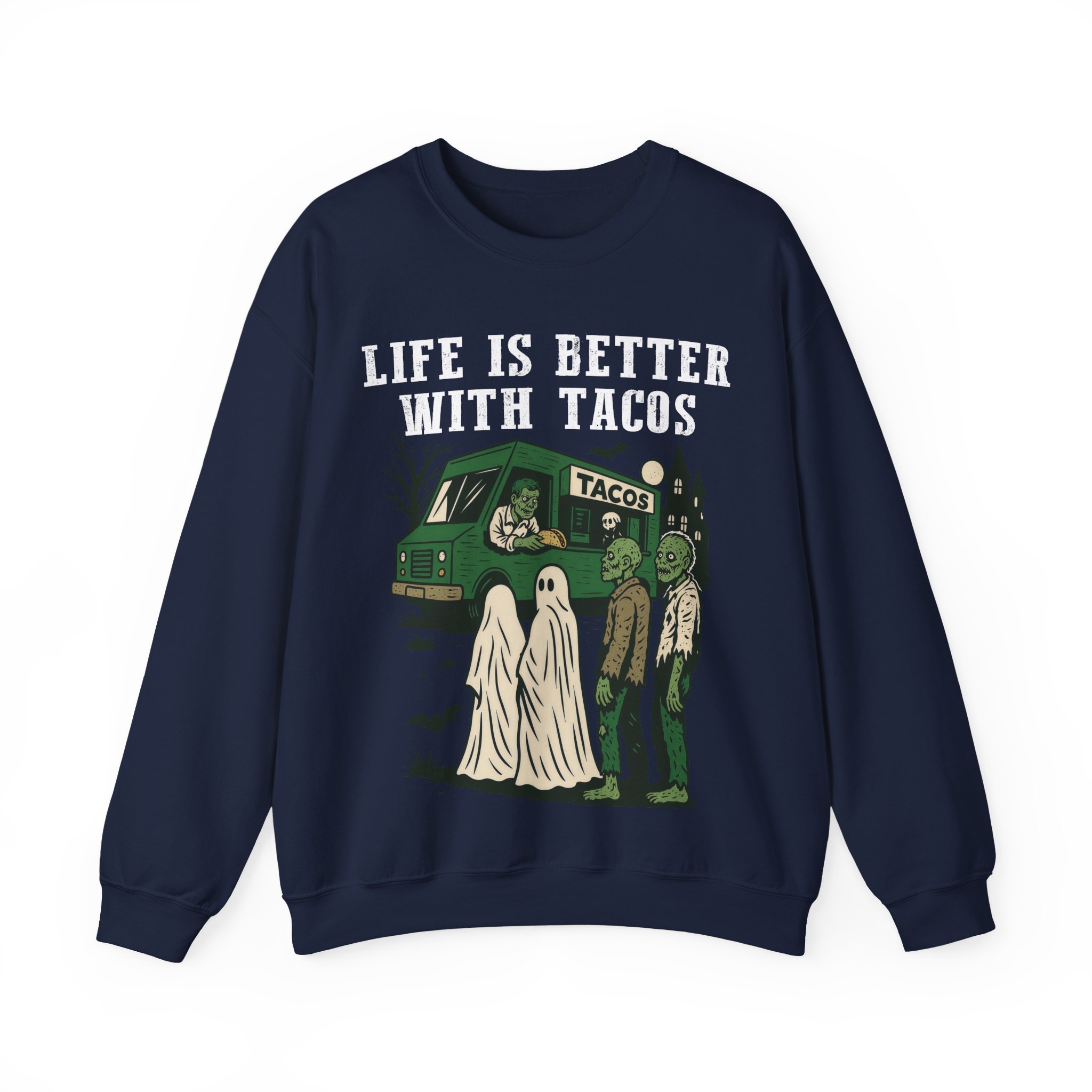 Halloween Taco Sweatshirt – Ghost & Zombie Taco Sweatshirt, Life Is Better With Tacos, Funny Taco Lover Gift - Image 12