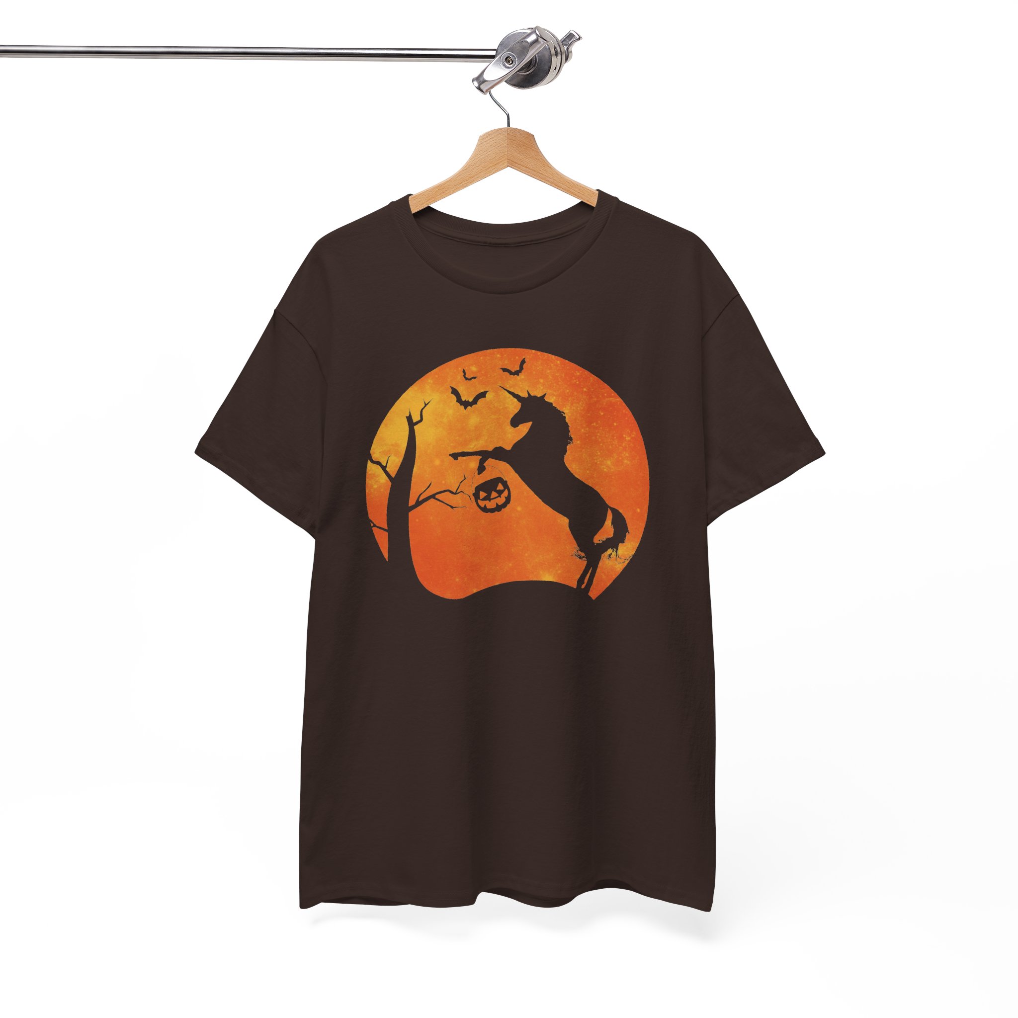 Halloween Unicorn Tee - Spooky Pumpkin Moon Silhouette Shirt - Image 6