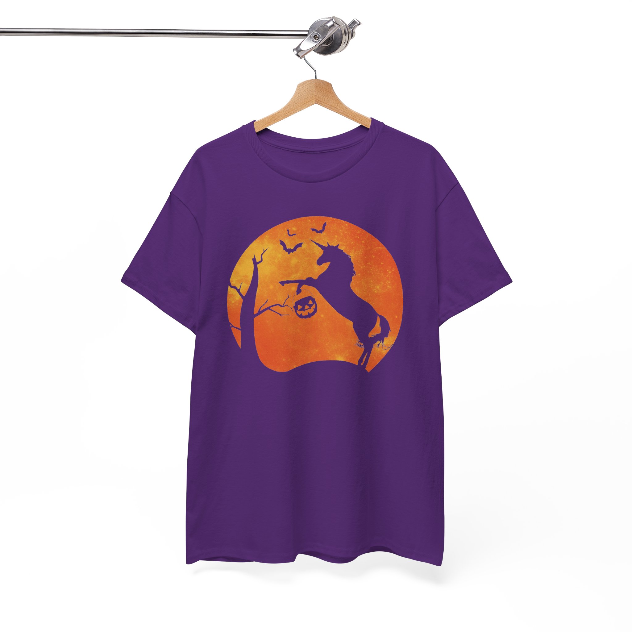 Halloween Unicorn Tee - Spooky Pumpkin Moon Silhouette Shirt - Image 14